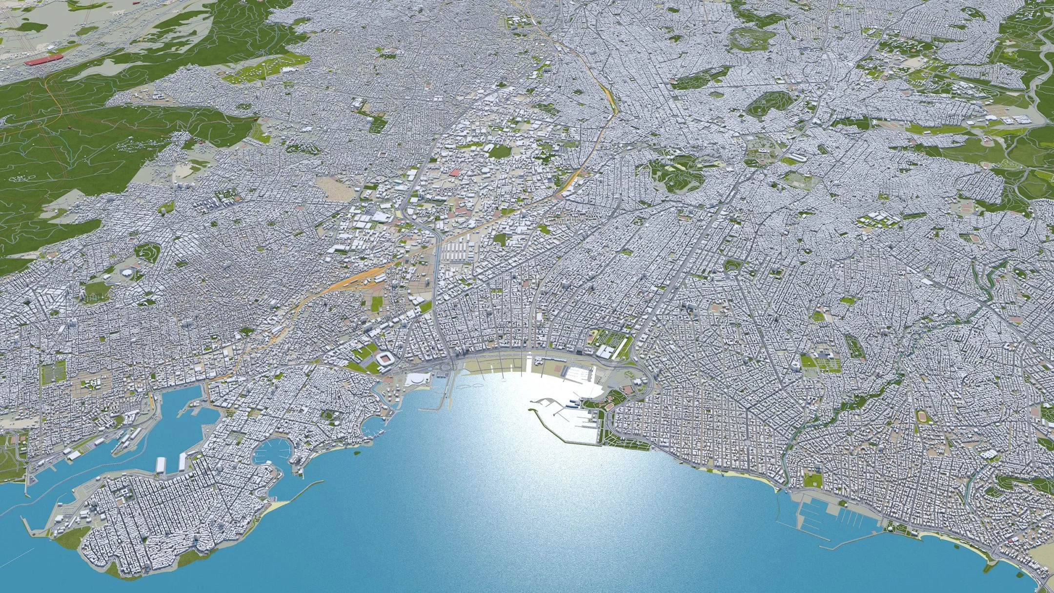 Athens City Greece 3D Model 60km