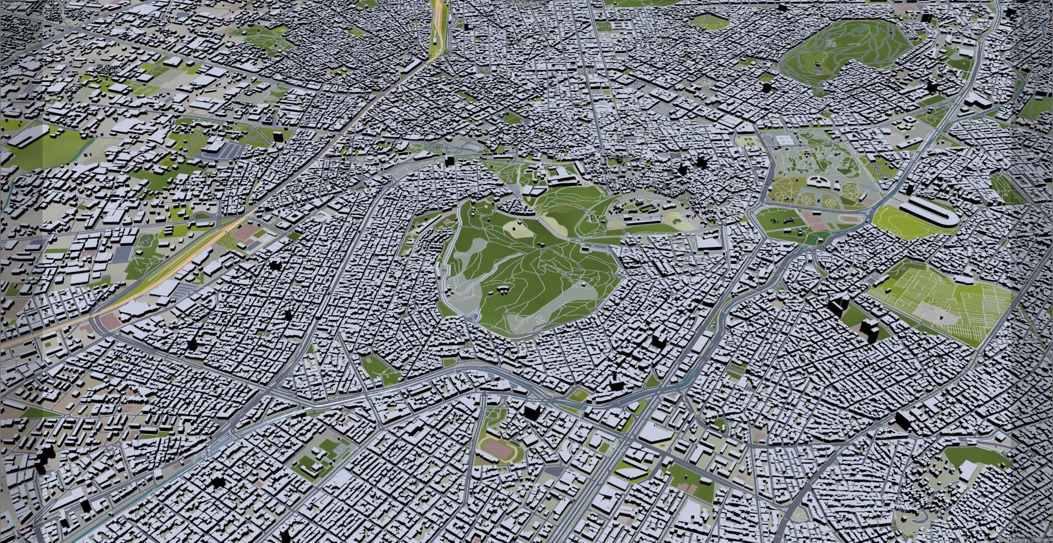 Athens City Greece 3D Model 60km