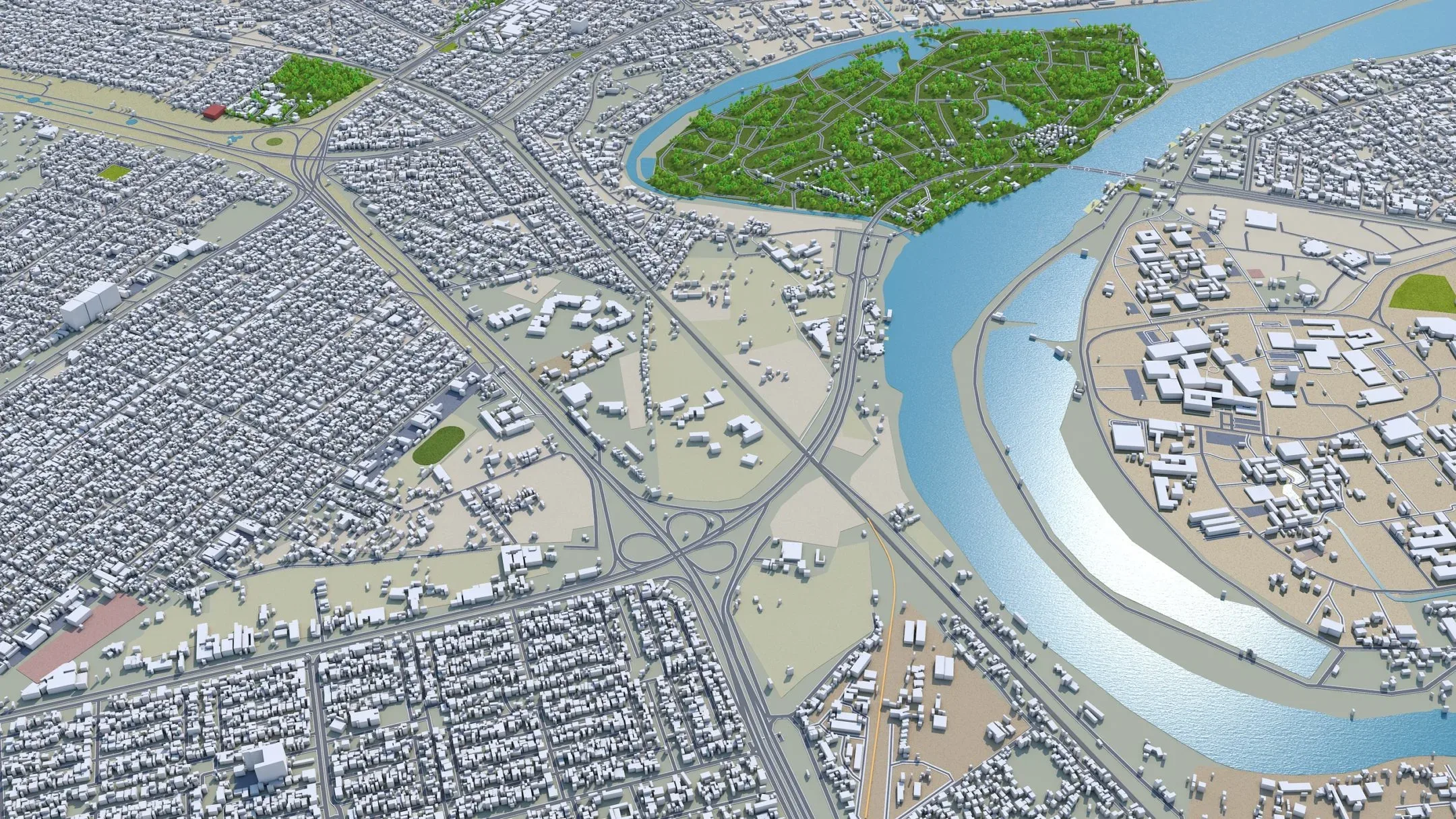 Baghdad City Iraq 3D Model 40 KM