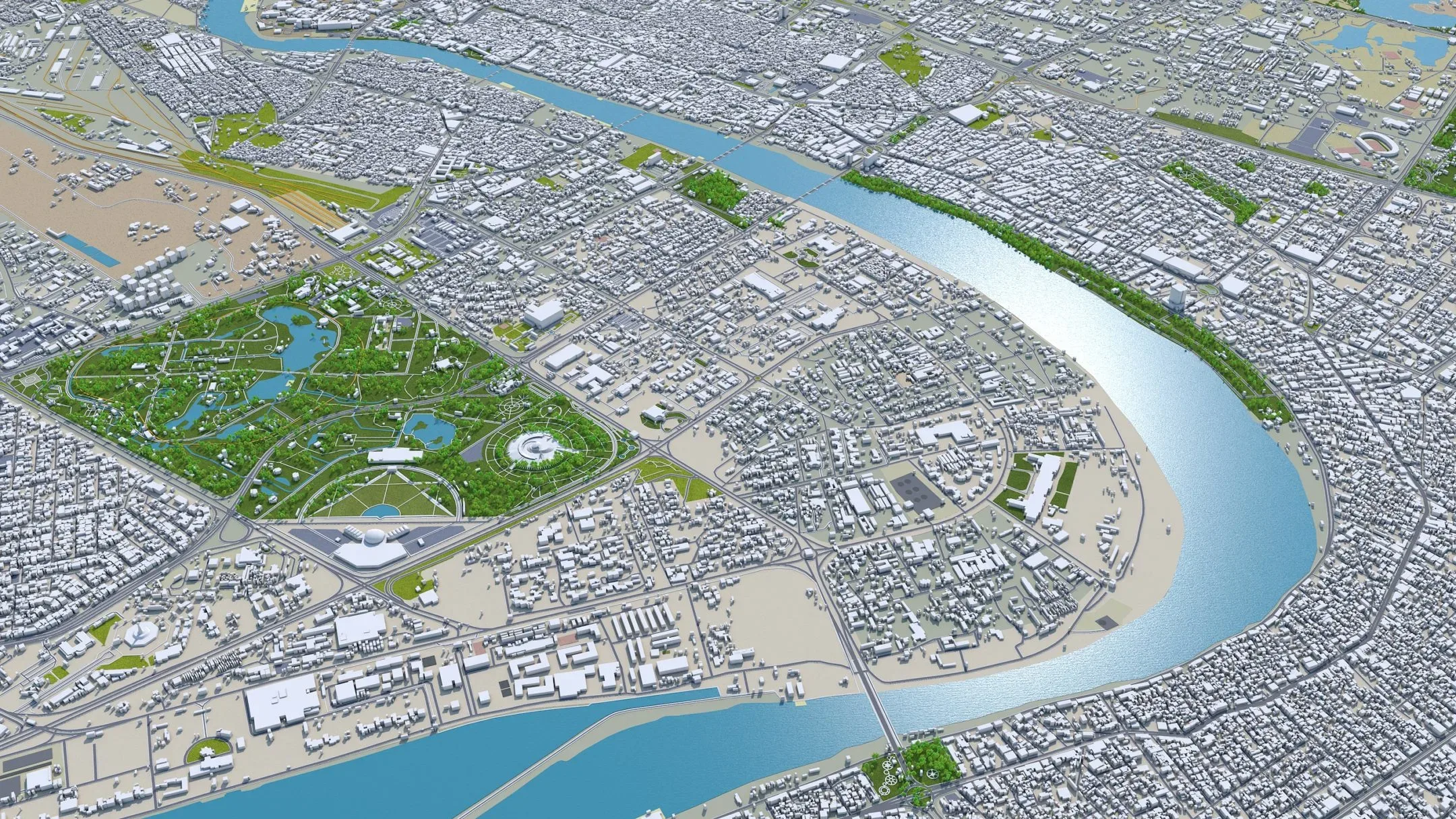 Baghdad City Iraq 3D Model 40 KM