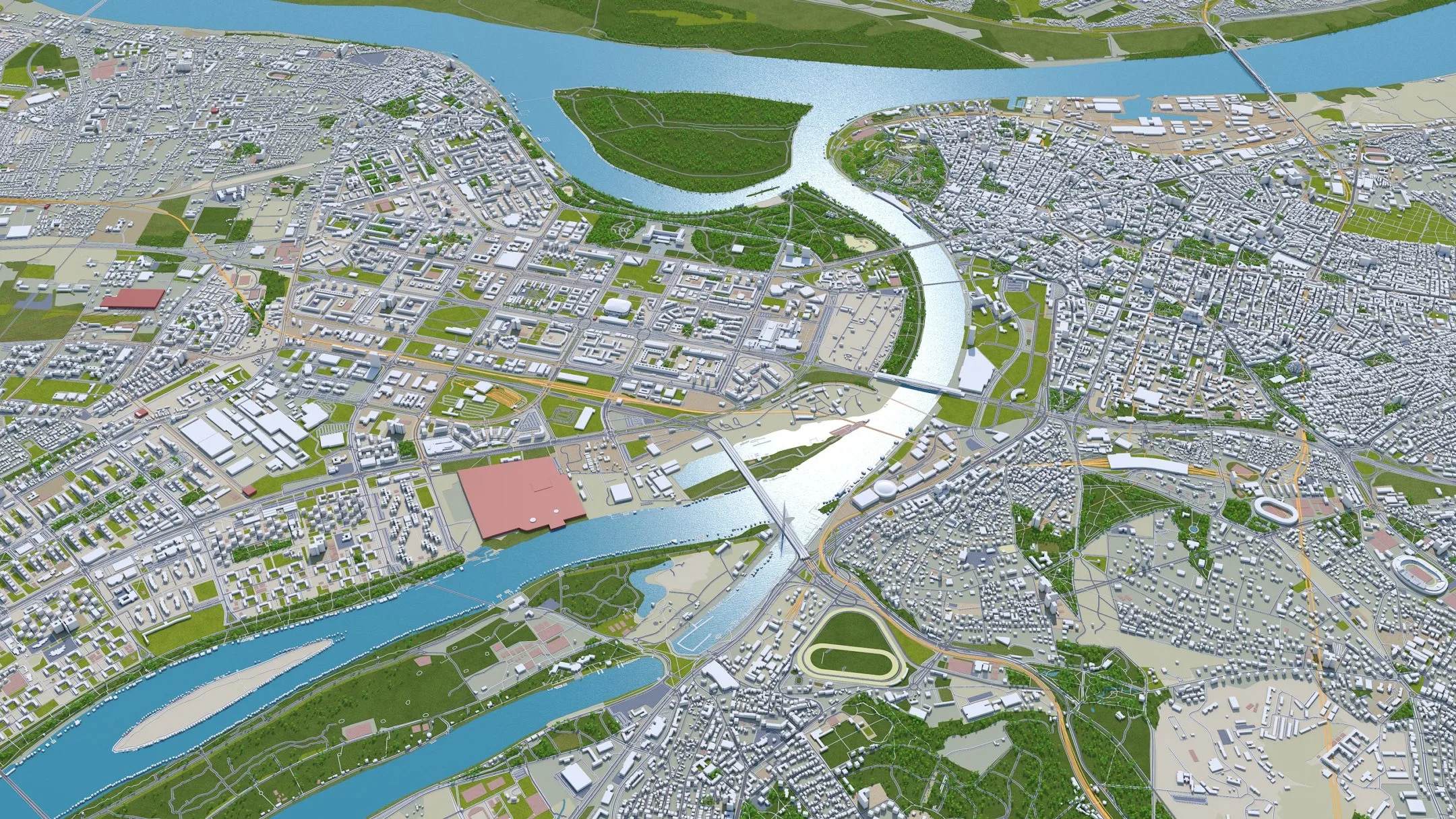 Belgrade City Serbia 3D Model 60km
