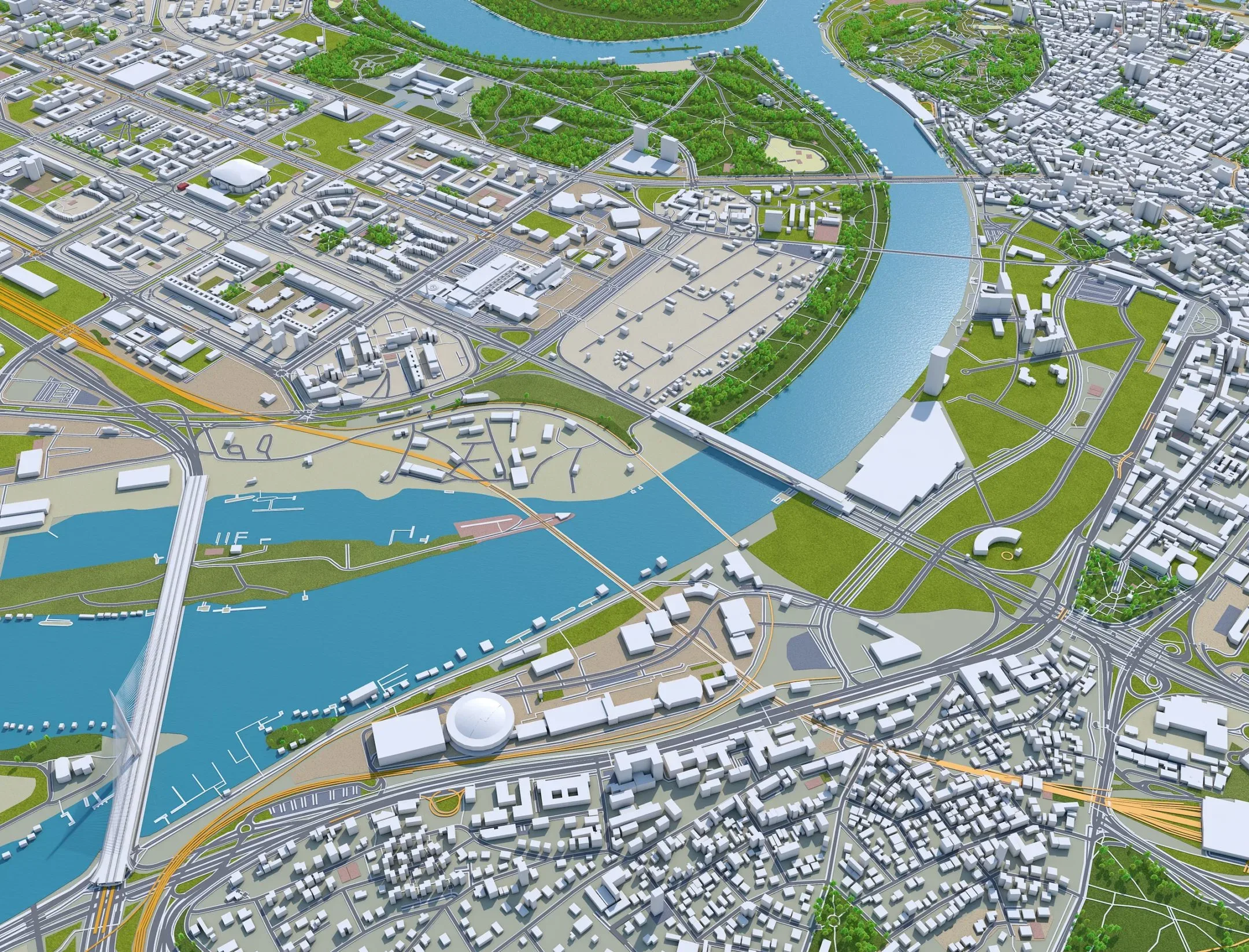 Belgrade City Serbia 3D Model 60km