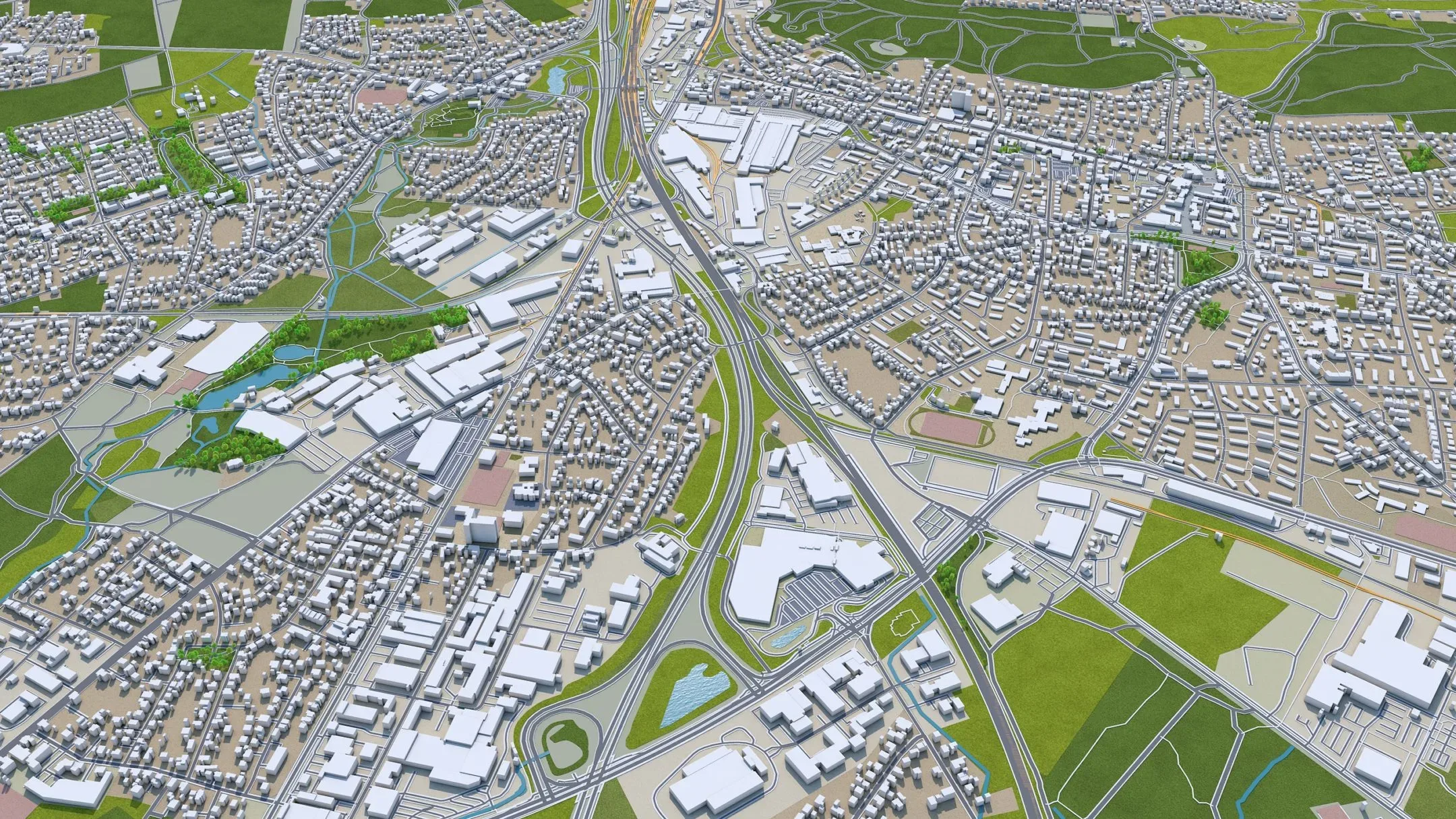 Bielefeld City Germany 3D Model 60km