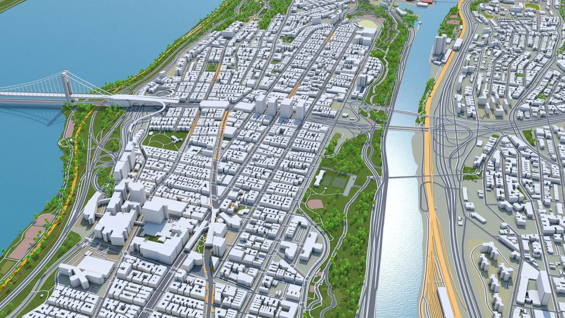 Bronx City New York 3D Model 30km
