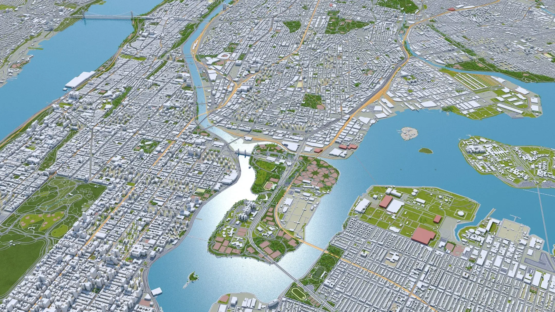 Bronx City New York 3D Model 30km