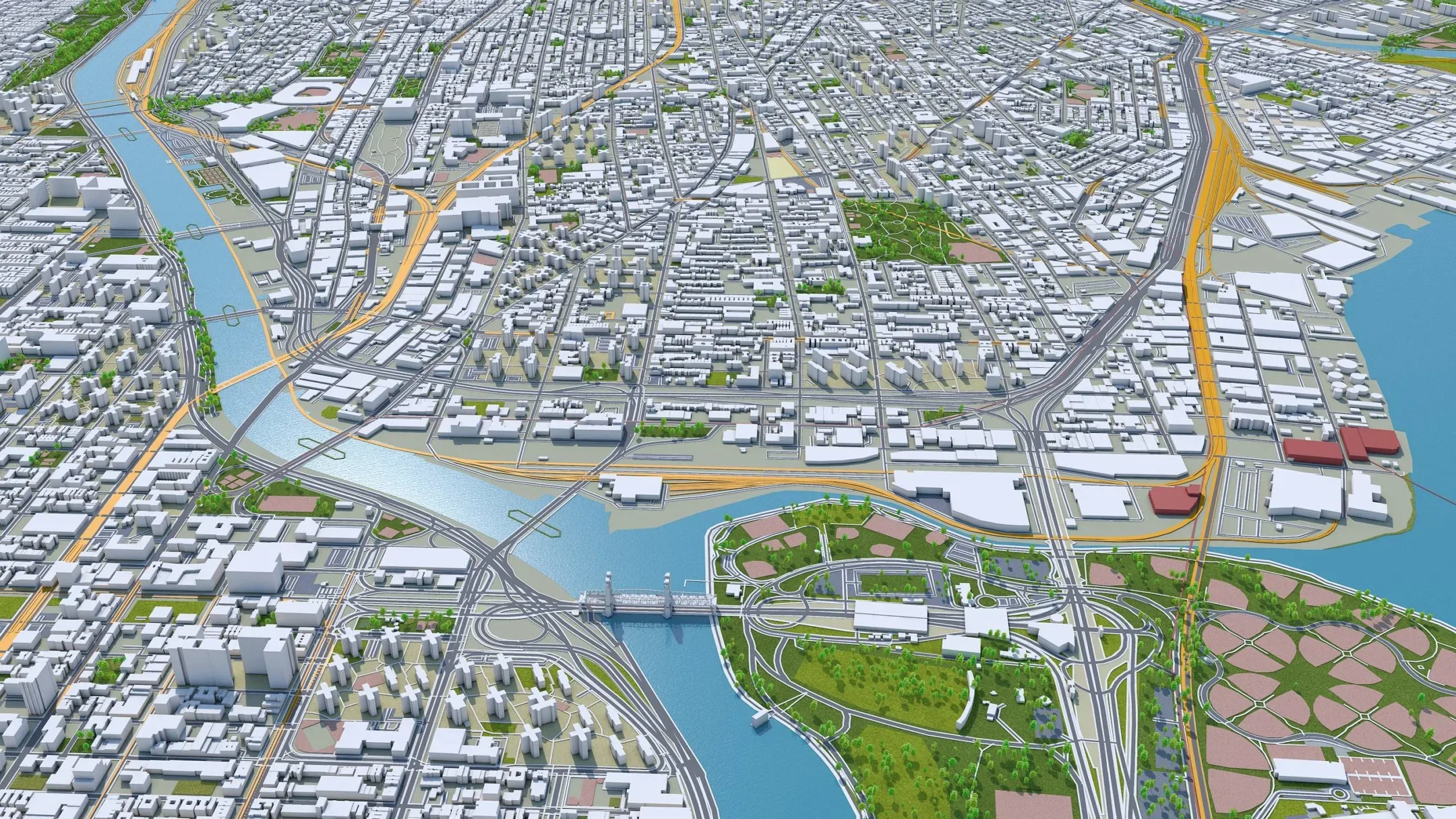 Bronx City New York 3D Model 30km