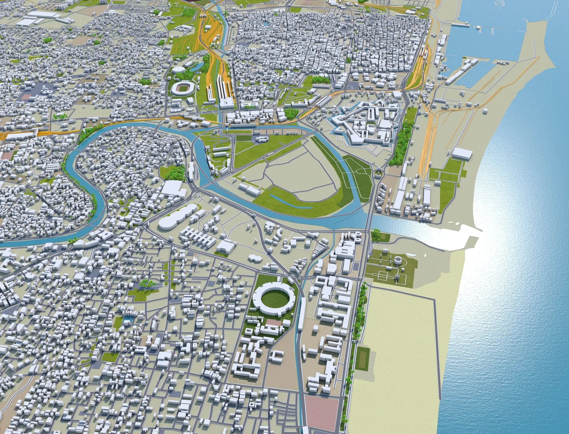 Chennai City India 3D Model 60Km