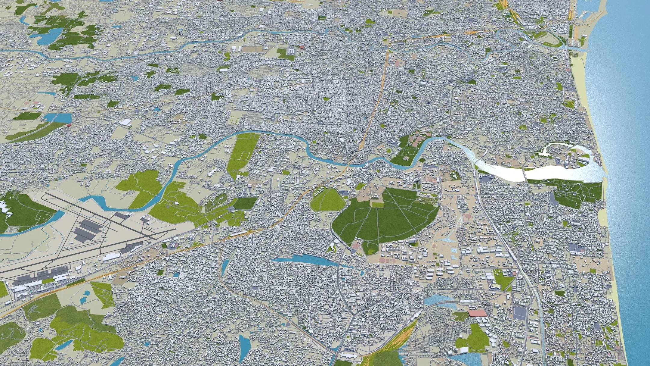 Chennai City India 3D Model 60Km