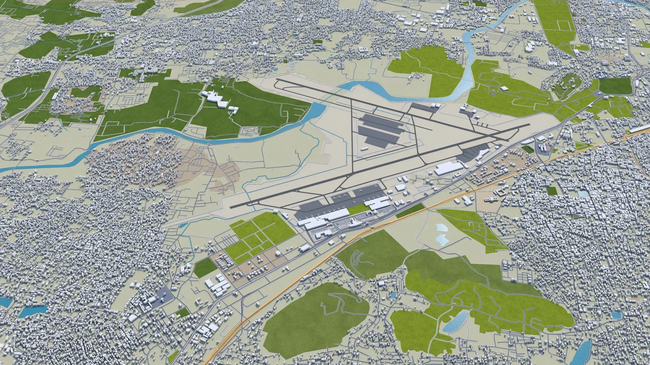 Chennai City India 3D Model 60Km