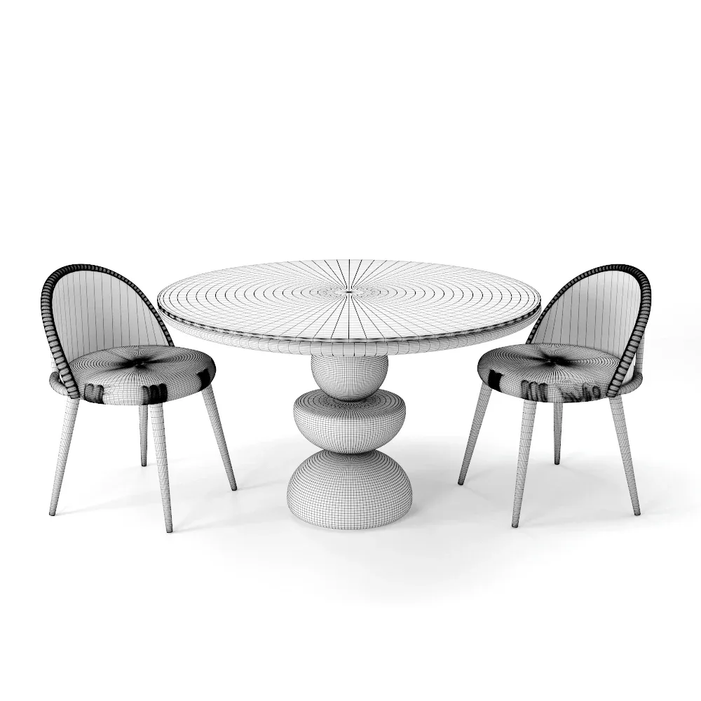 Dining Set 3 - By Rattan Chair (Vray Version)