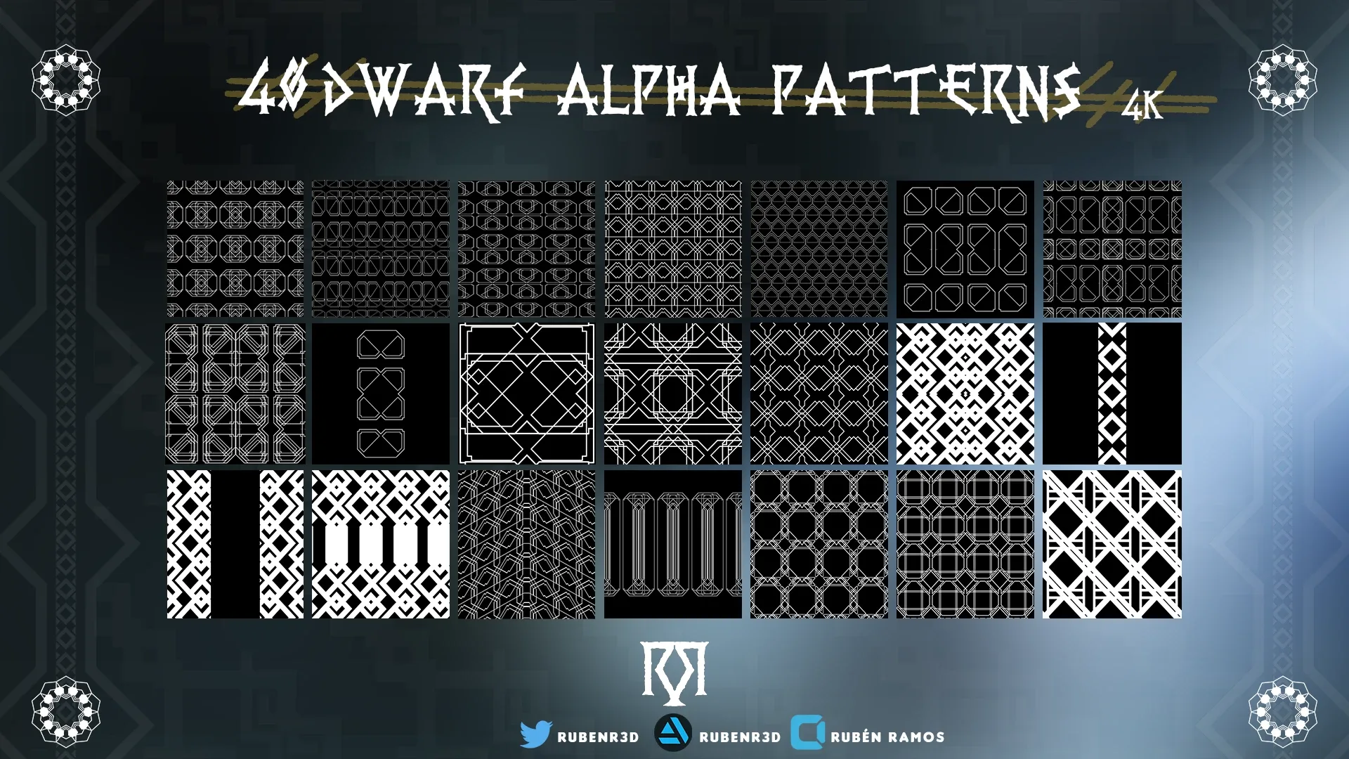 40 Dwarf Alpha Patterns - 4k - FlippedNormals