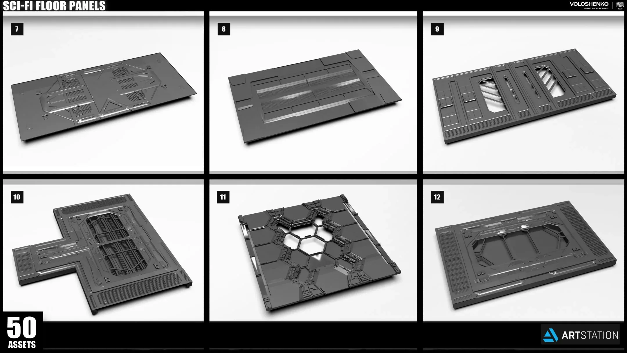 Sci-fi Floor Panels KitBash - 50 Assets