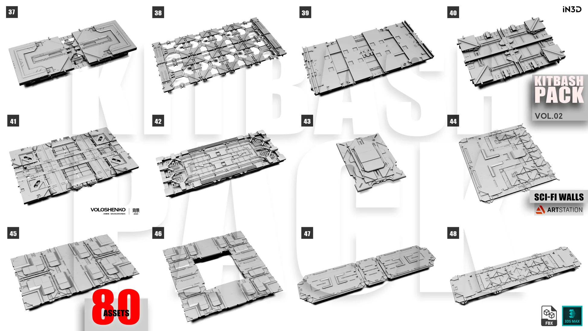 Sci-Fi Walls Kitbash Pack 80+ Vol.2