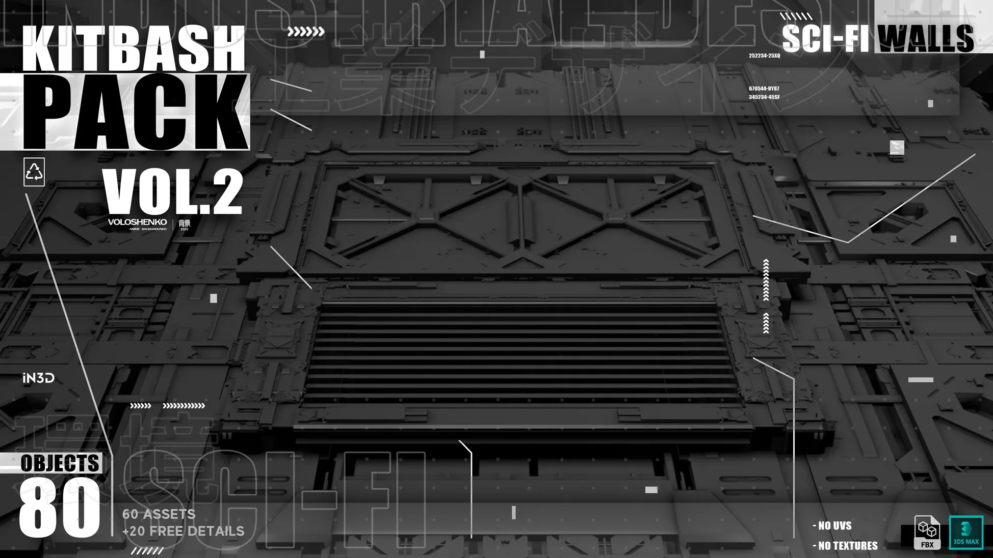 Sci-Fi Walls Kitbash Pack 80+ Vol.2