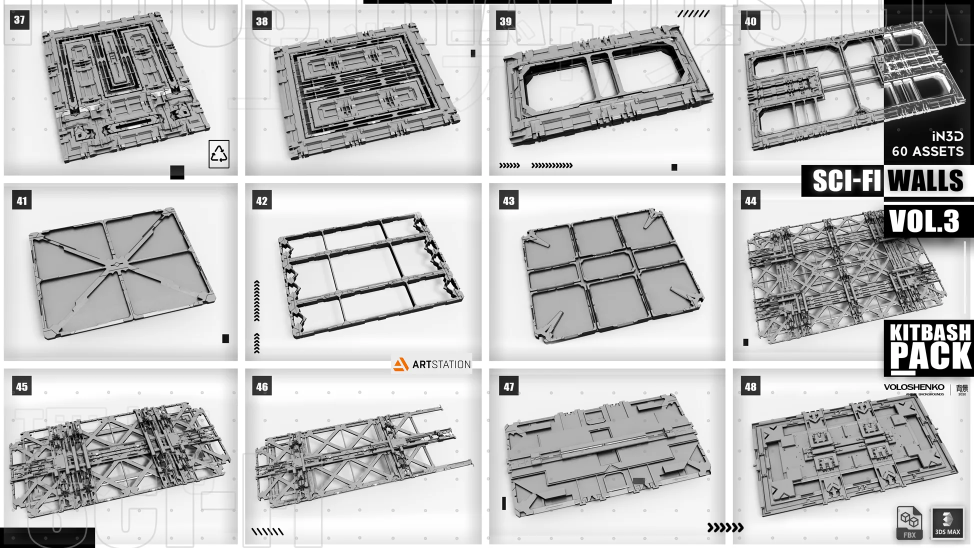 Sci-Fi Walls Kitbash Pack 60+ Vol.3