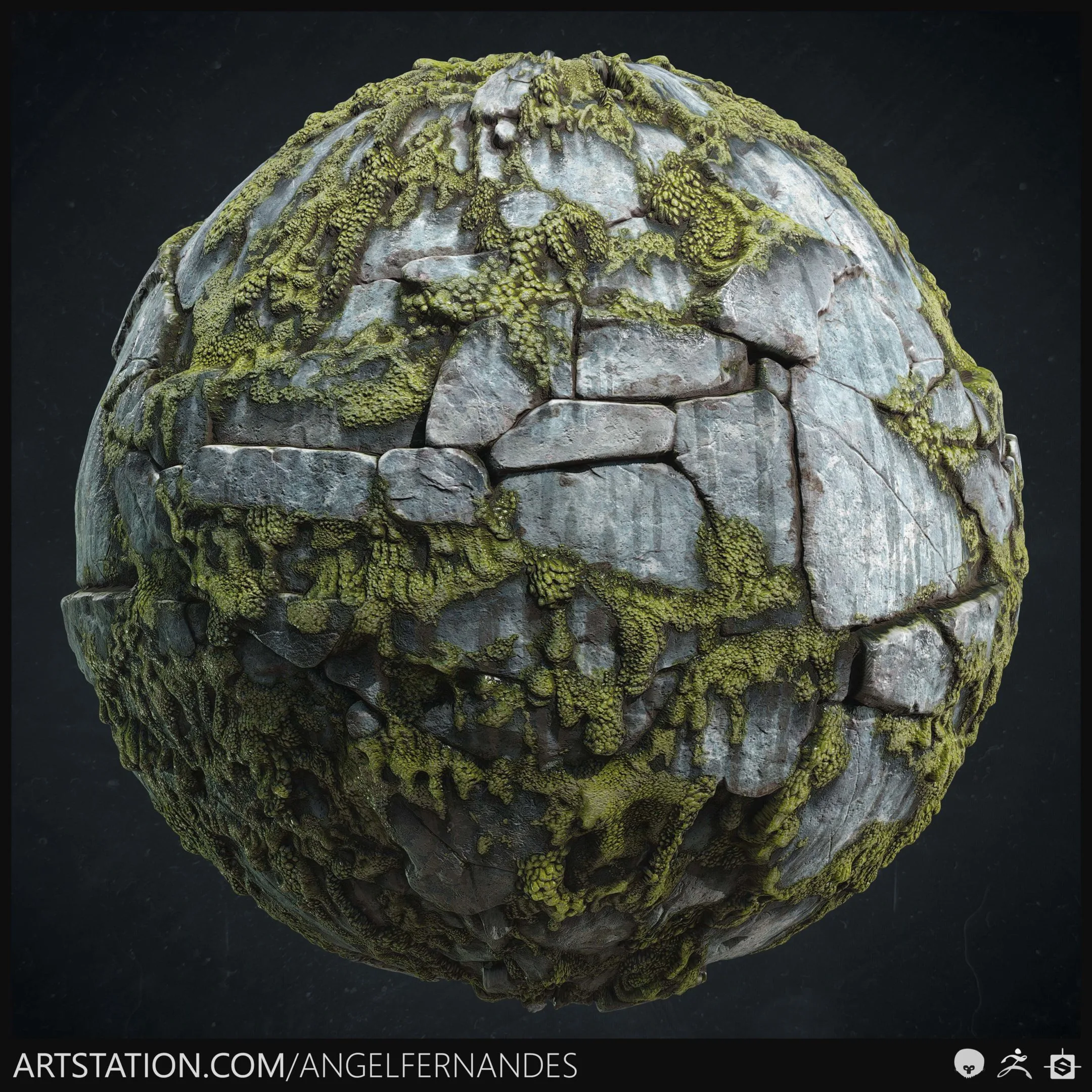 Algae on Stone Material - Substance Designer & ZBrush