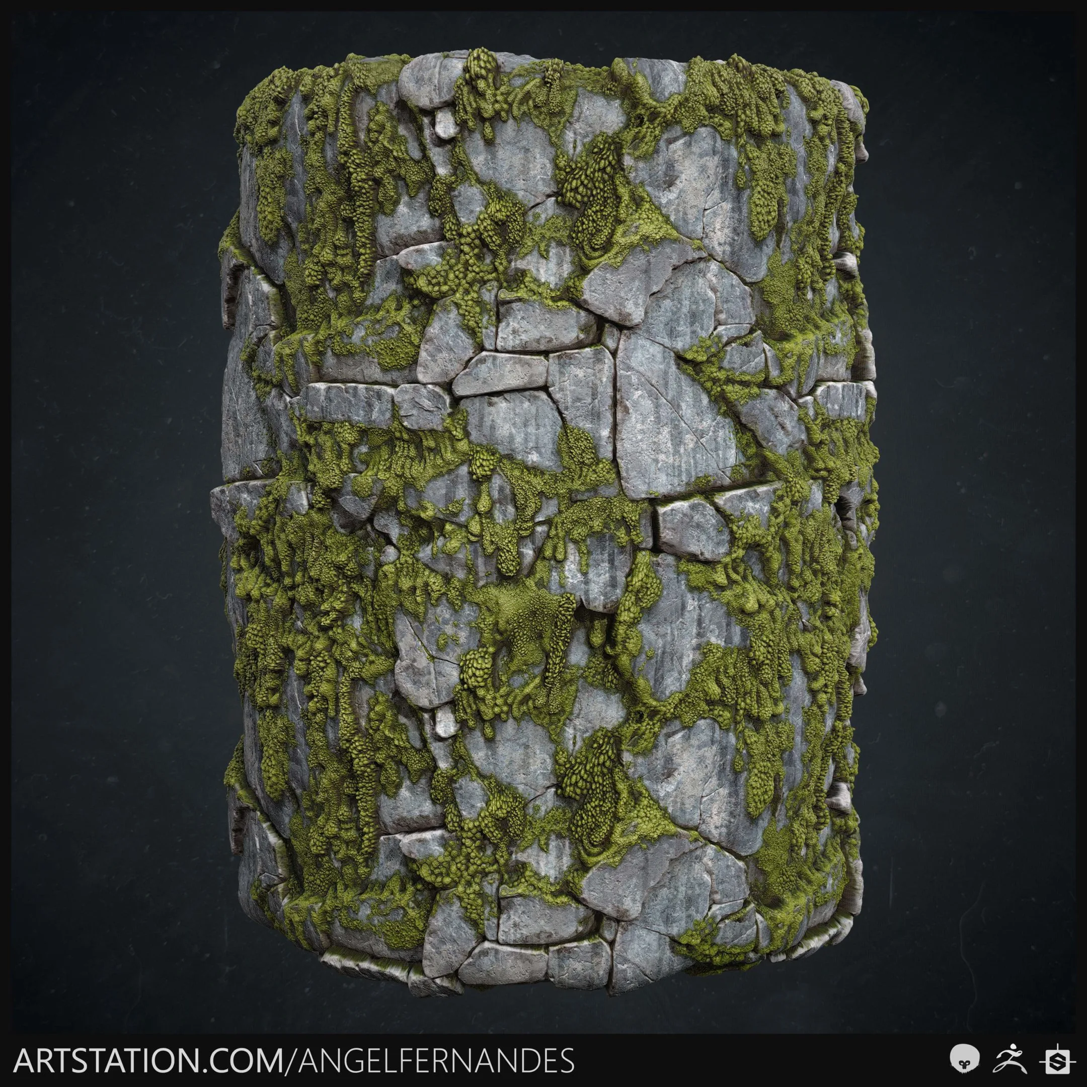 Algae on Stone Material - Substance Designer & ZBrush