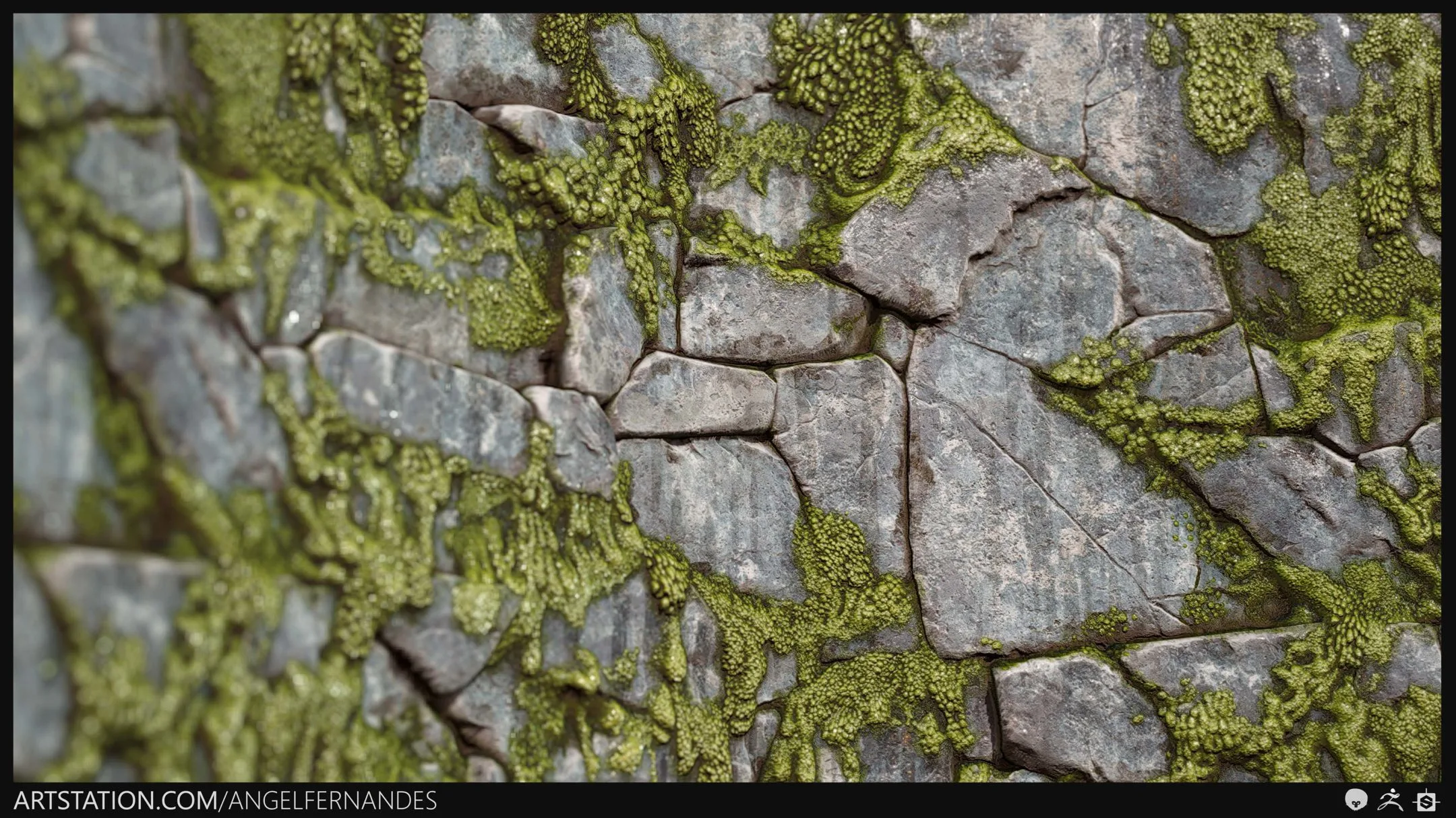 Algae on Stone Material - Substance Designer & ZBrush