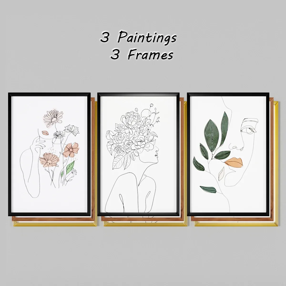 Art Frames 1 - 3 Art Line Paintings with Frames