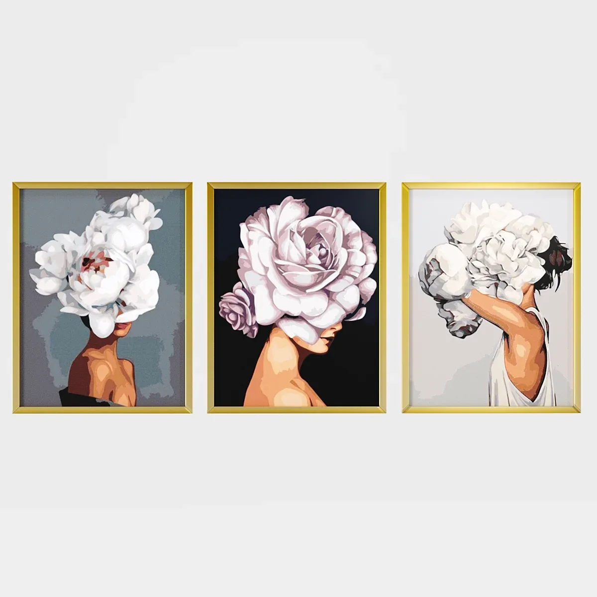 Art Frames - 3 Flower Head Women + Frames