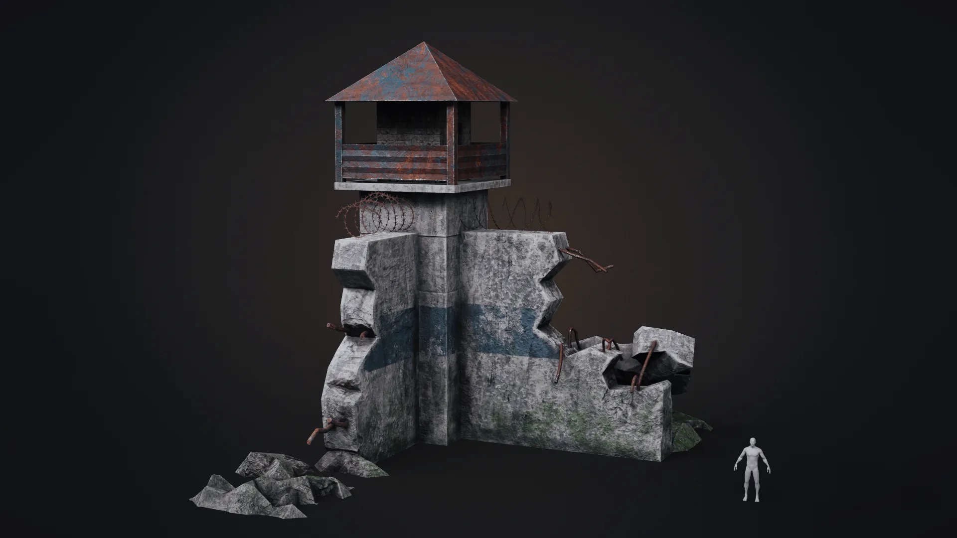 Prison Tower Low-Poly 3D Model