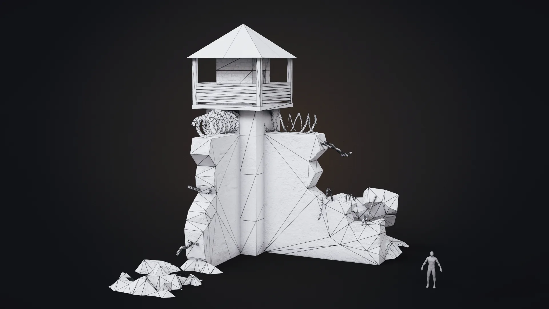 Prison Tower Low-Poly 3D Model