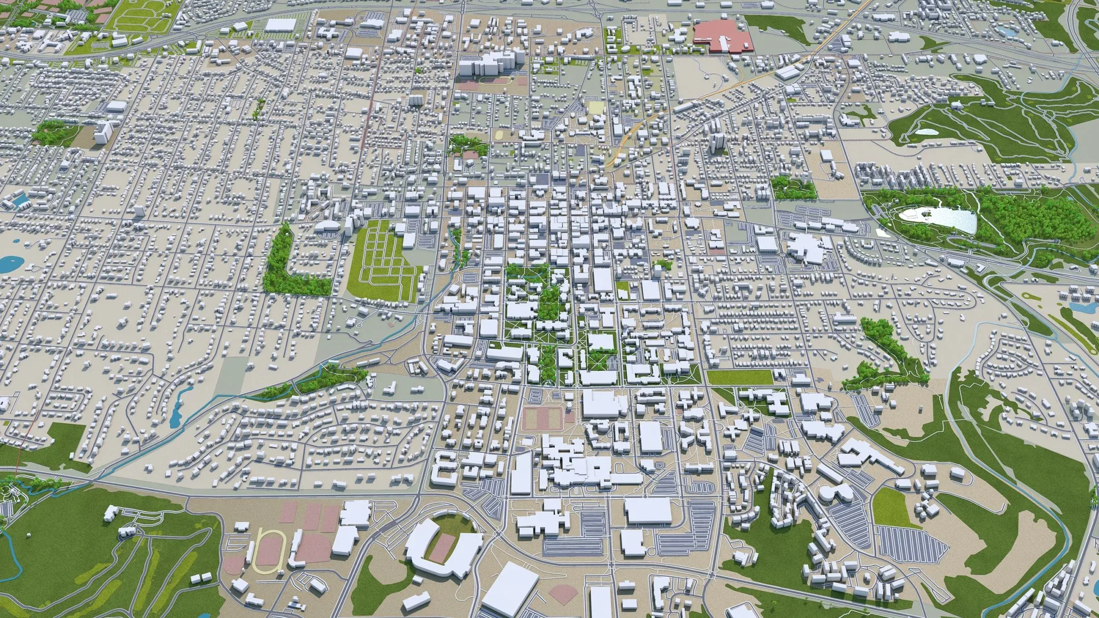 Columbia Missouri City USA 3D Model 40KM