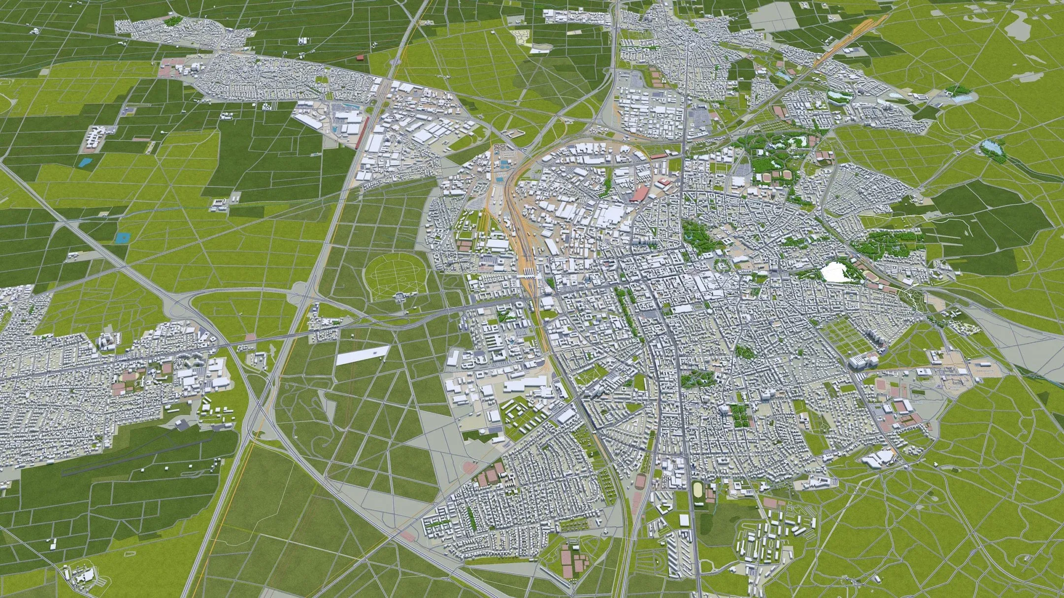 Darmstadt City Germany 3D Model 30km