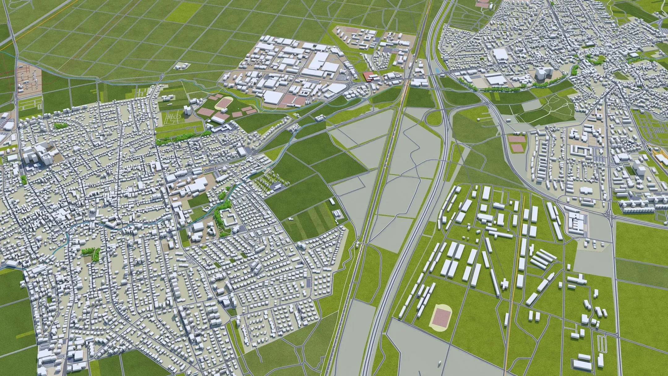 Darmstadt City Germany 3D Model 30km