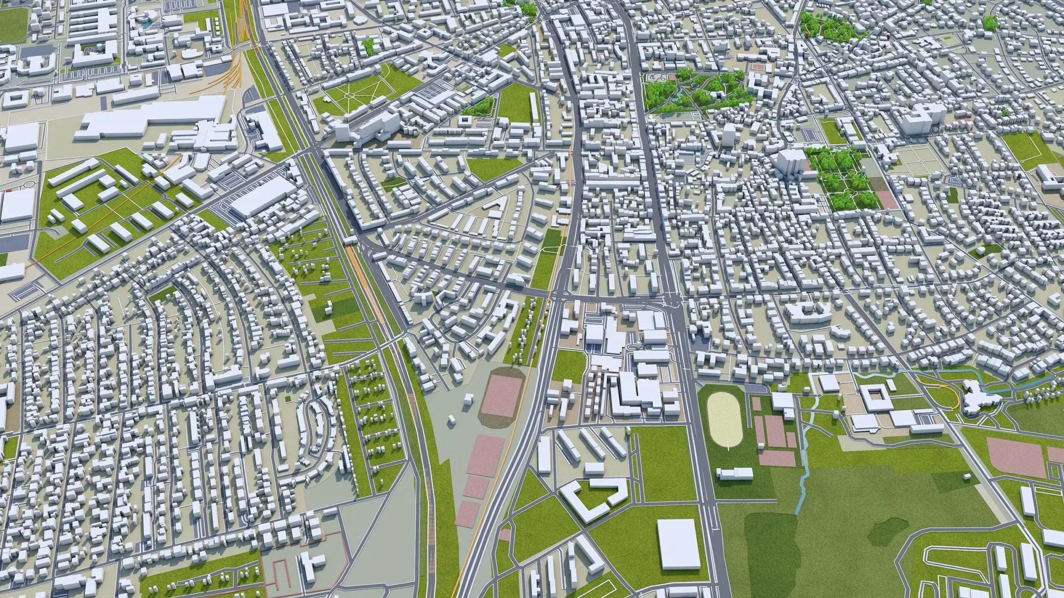 Darmstadt City Germany 3D Model 30km