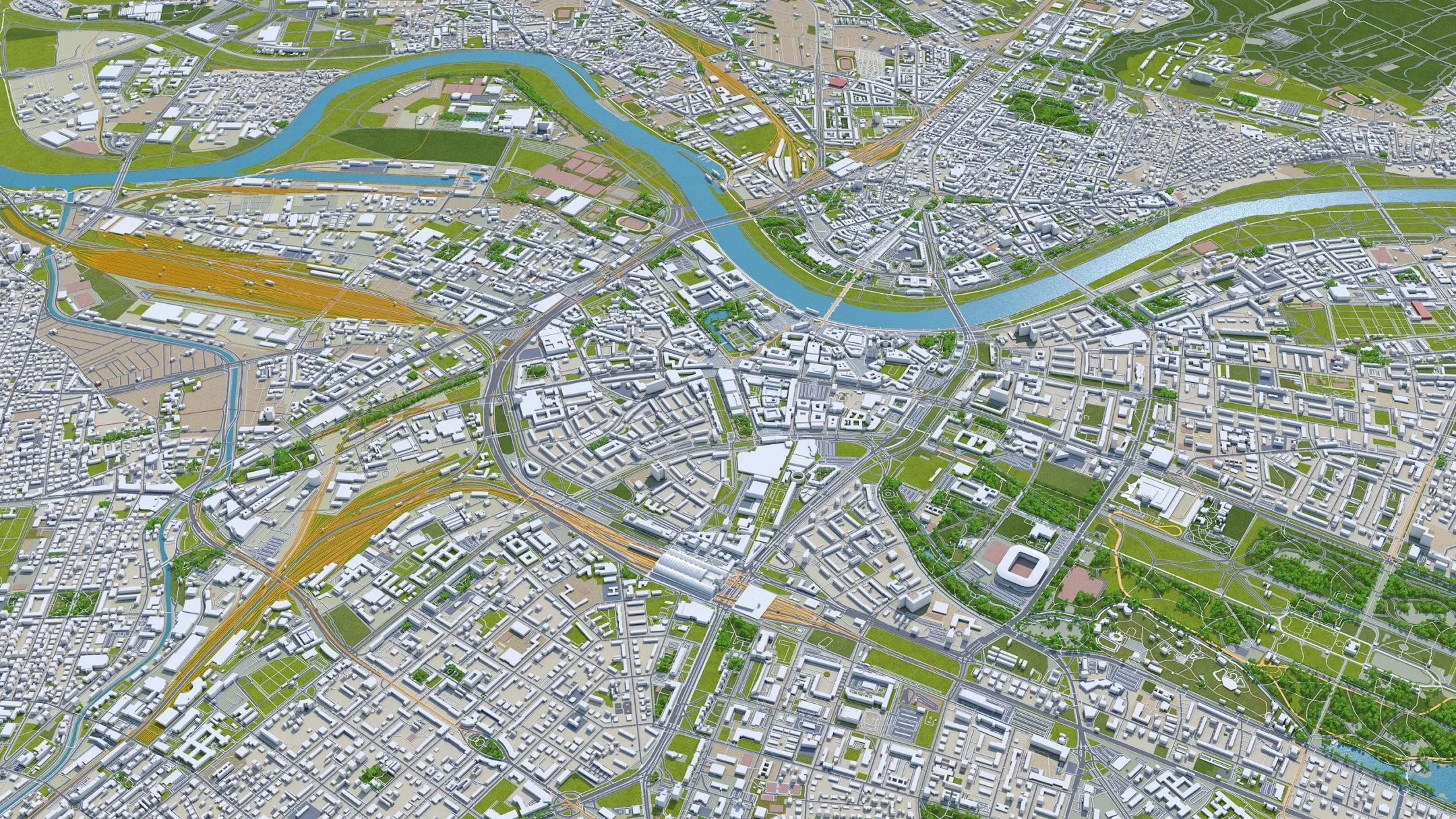 Dresden City Germany 3D Model 40Km