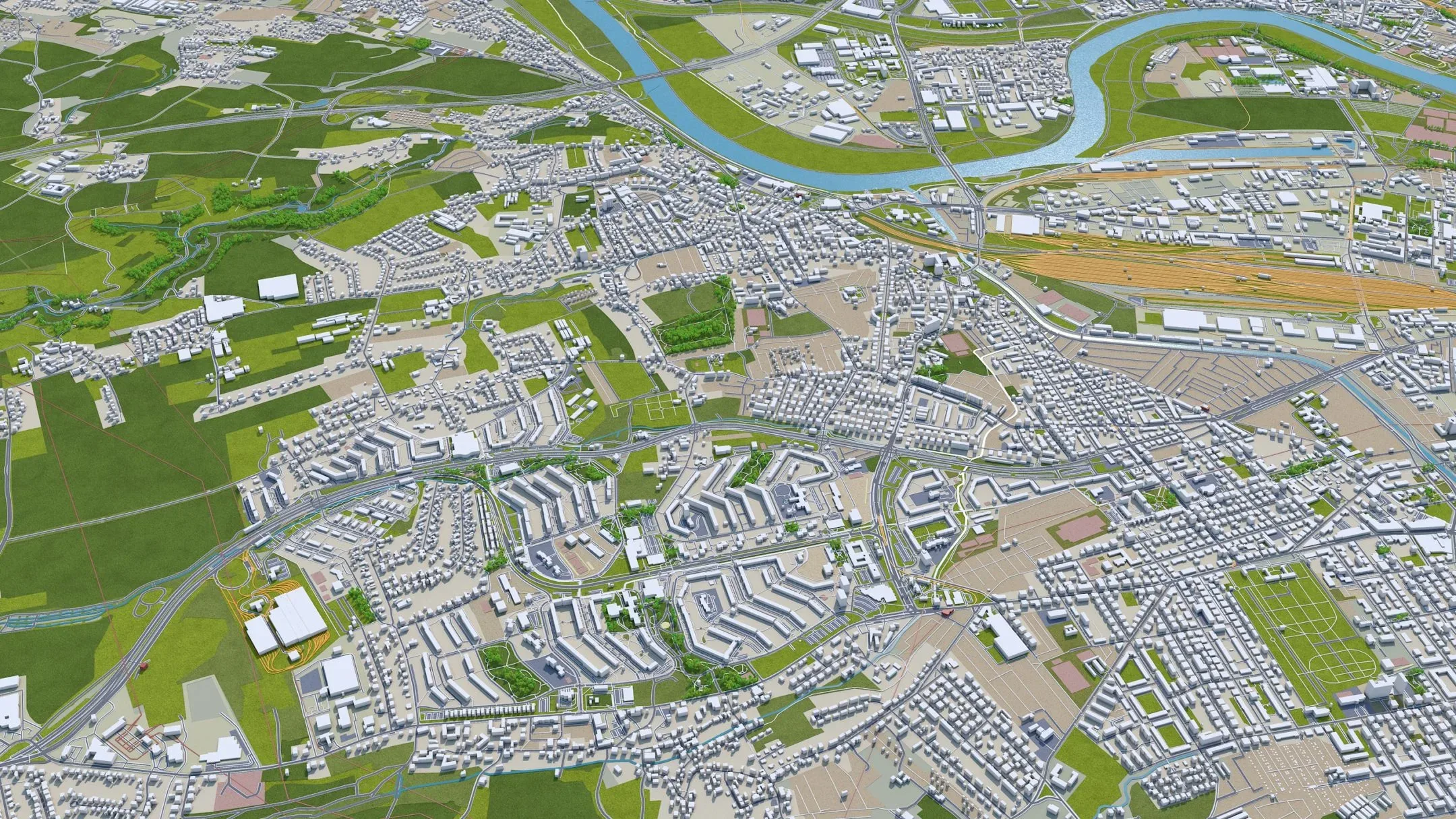 Dresden City Germany 3D Model 40Km