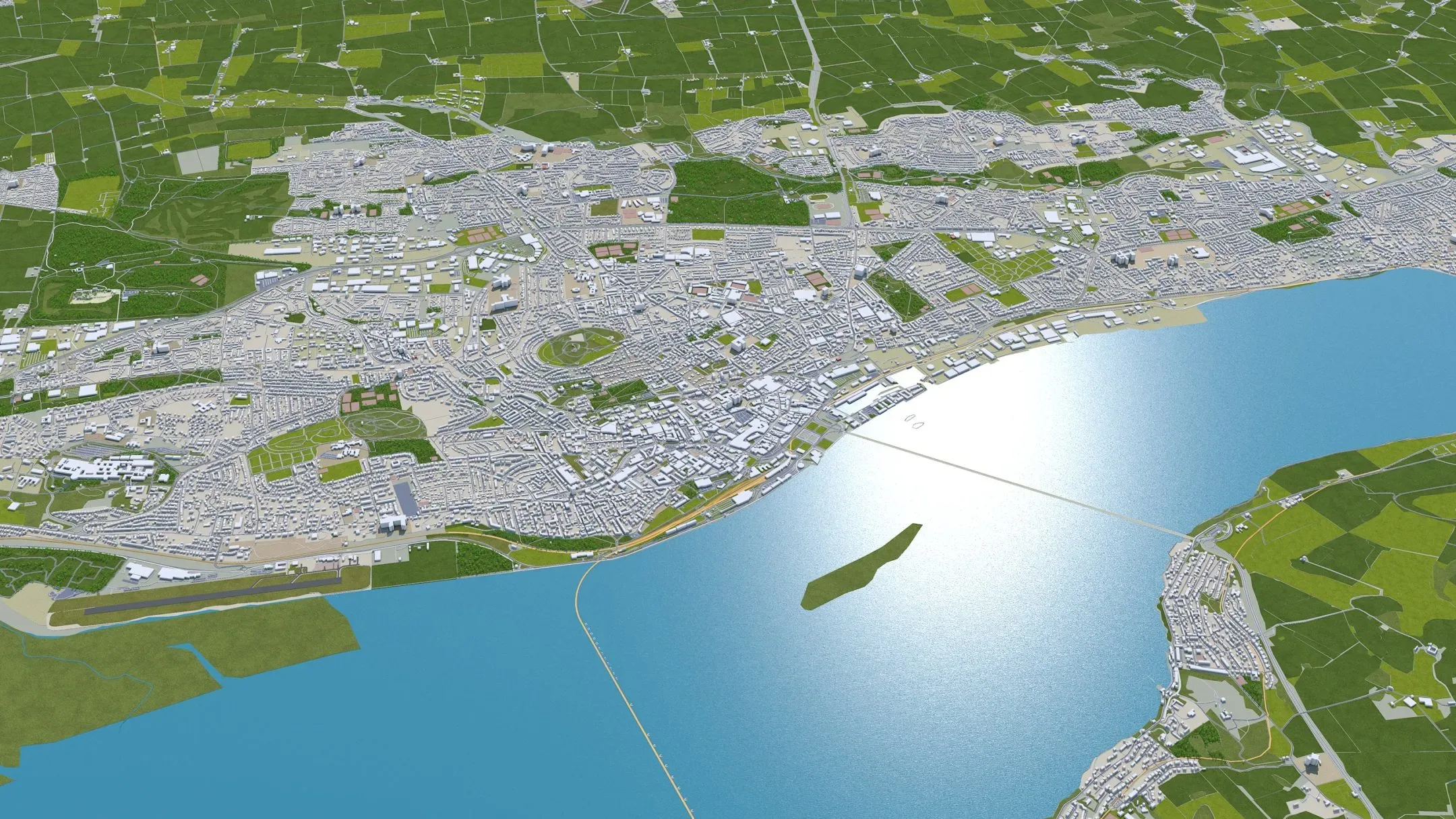Dundee City Scotland UK 3D Model 60km