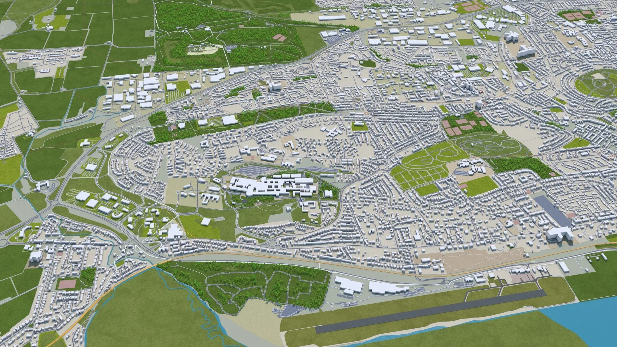 Dundee City Scotland UK 3D Model 60km