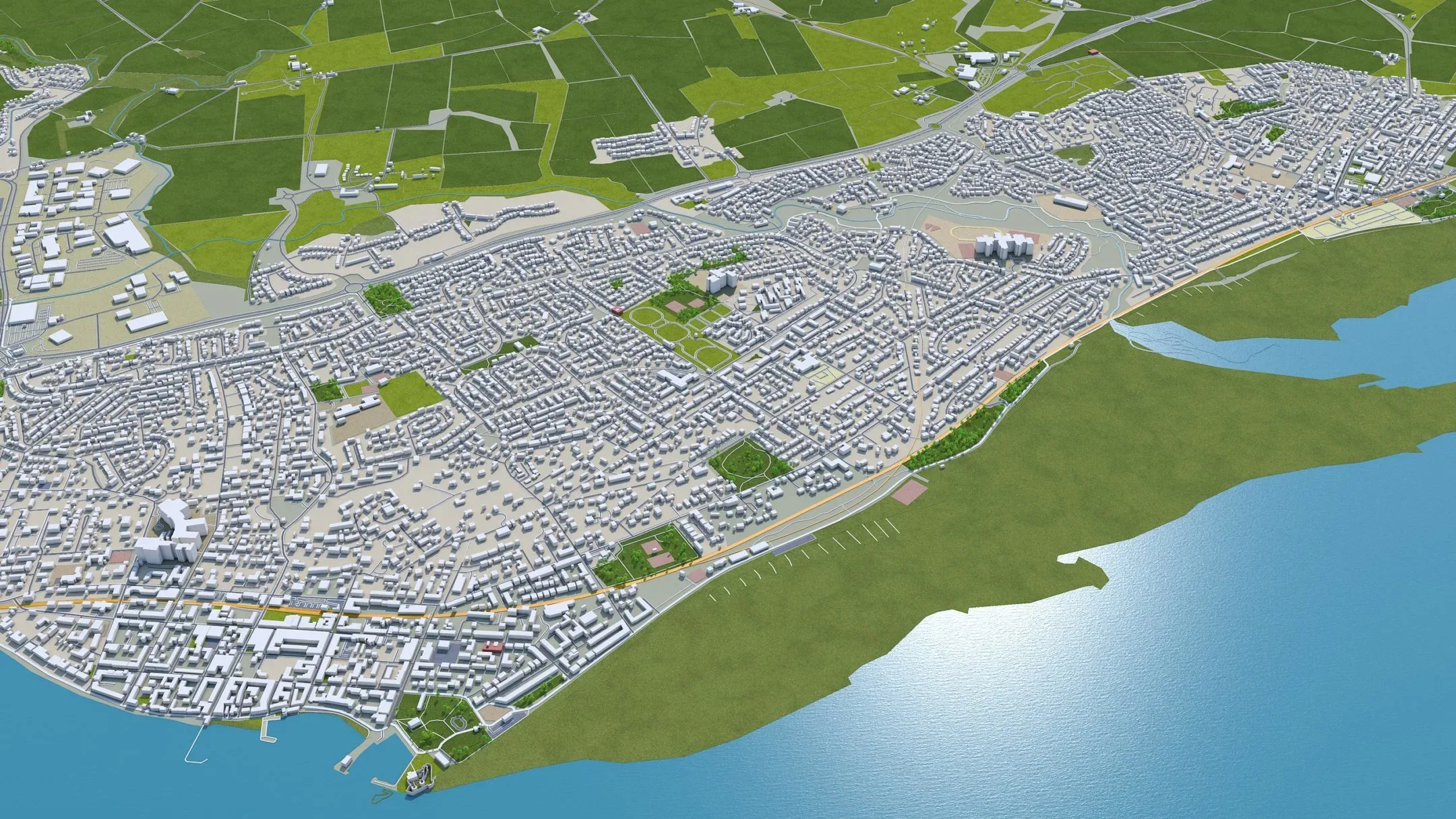 Dundee City Scotland UK 3D Model 60km