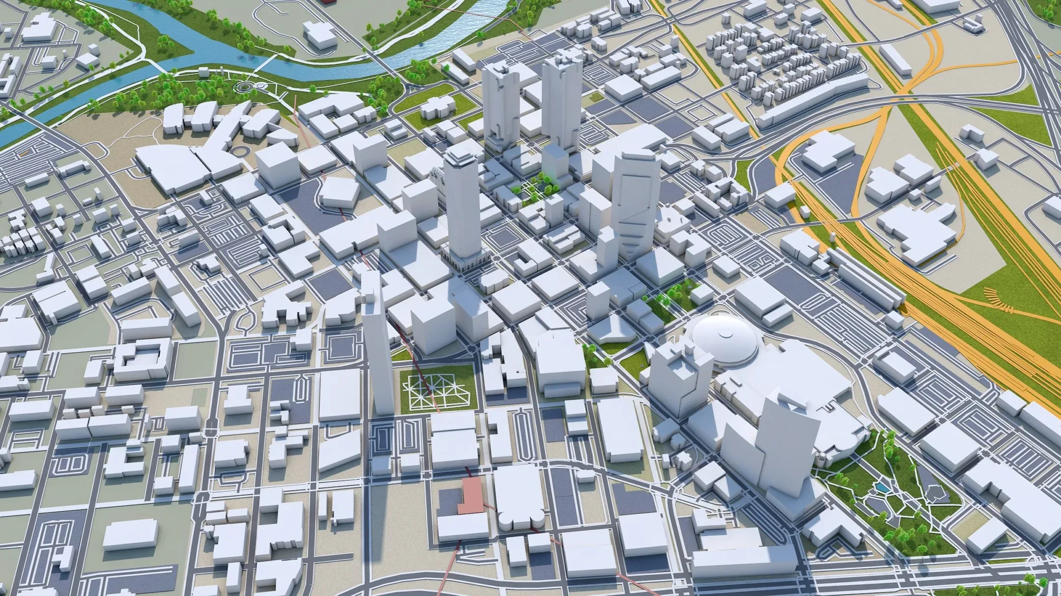 Fort Worth City Texas 3D Model 80 KM