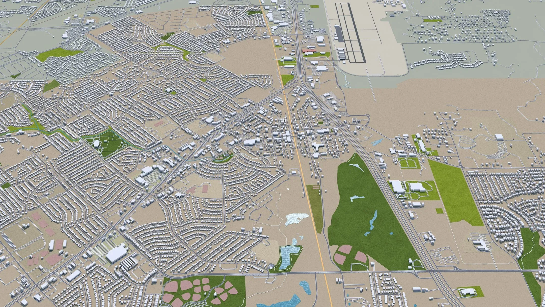 Fort Worth City Texas 3D Model 80 KM