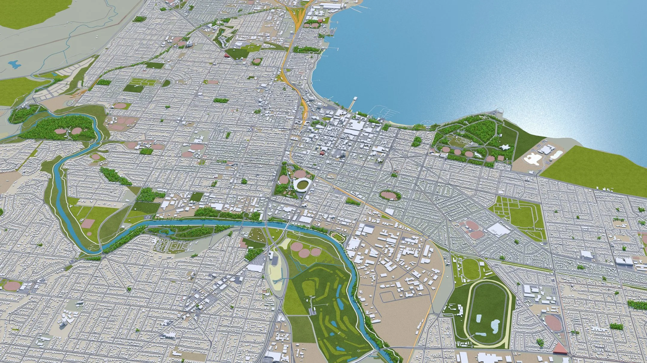 Geelong City Australia 3D Model FlippedNormals