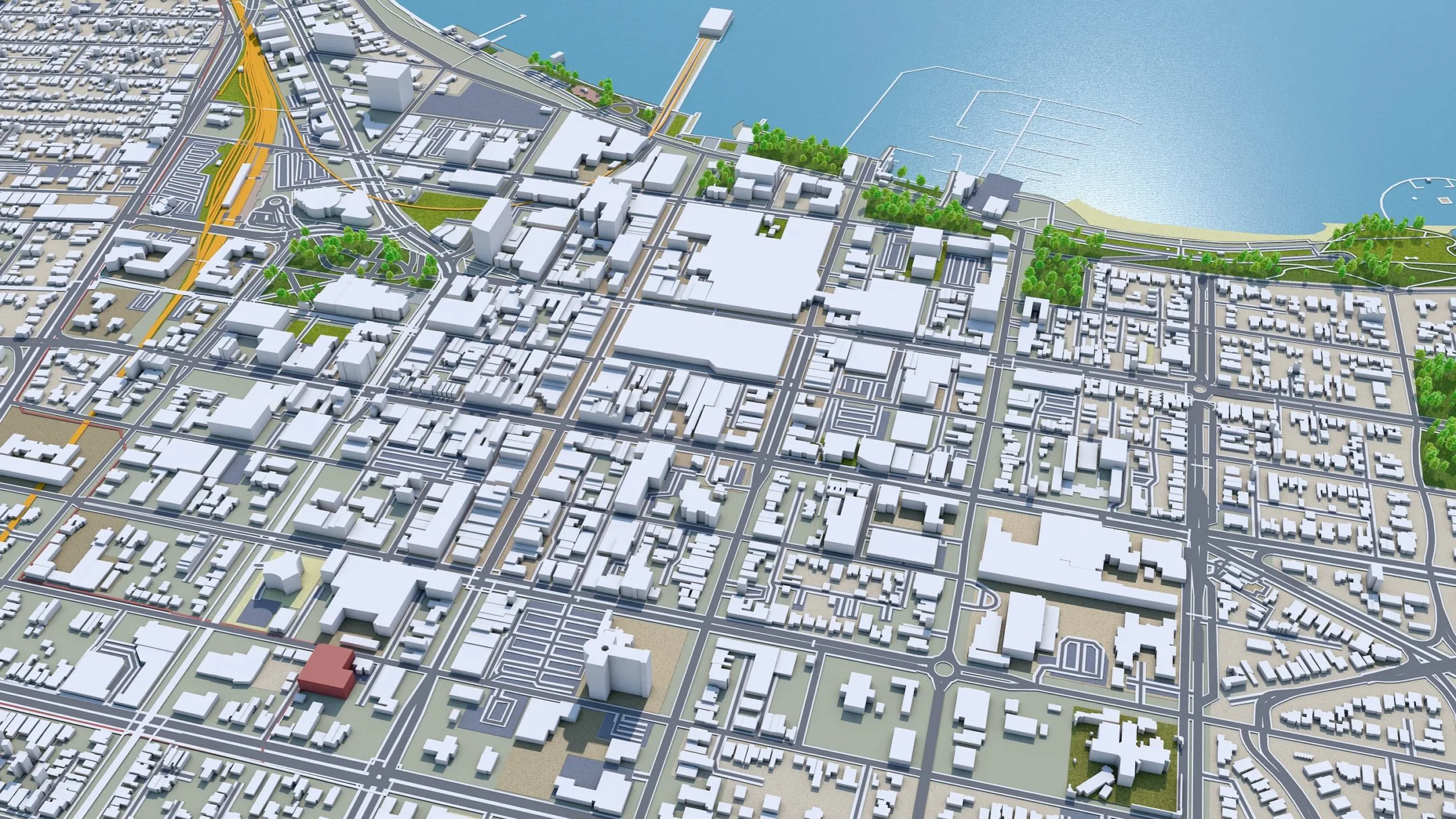 Geelong City Australia 3D Model FlippedNormals