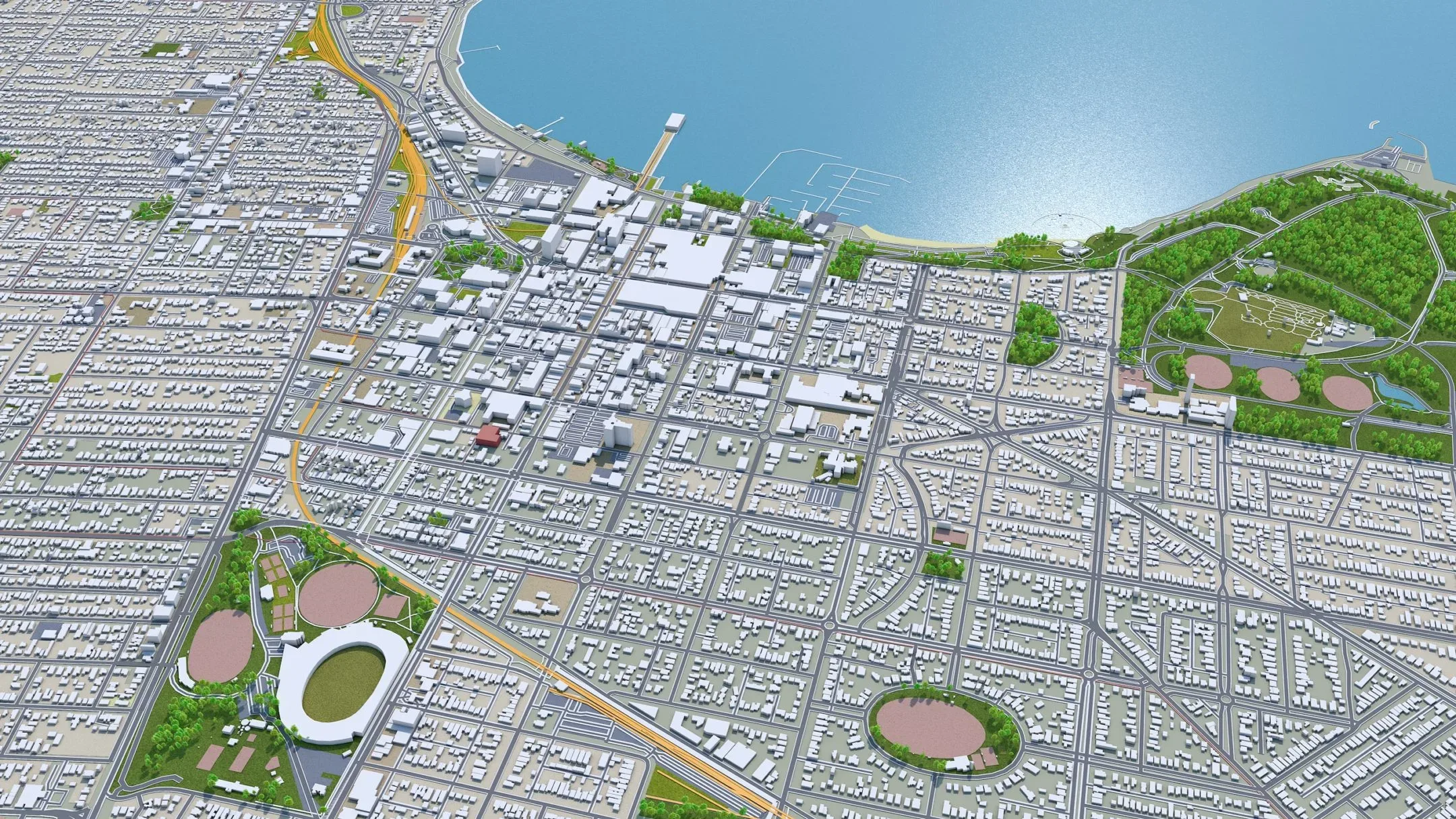 Geelong City Australia 3D Model FlippedNormals