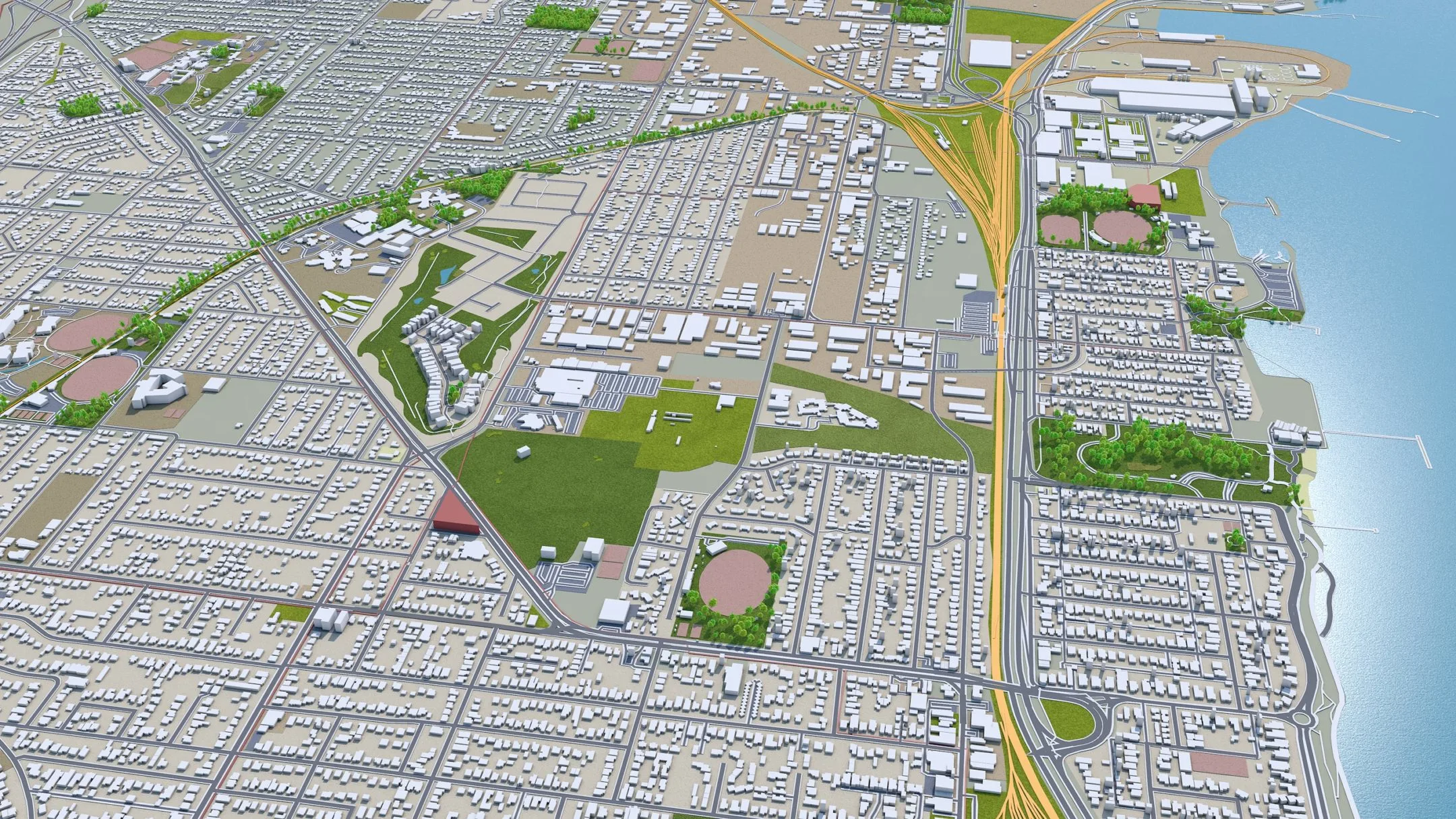 Geelong City Australia 3D Model FlippedNormals