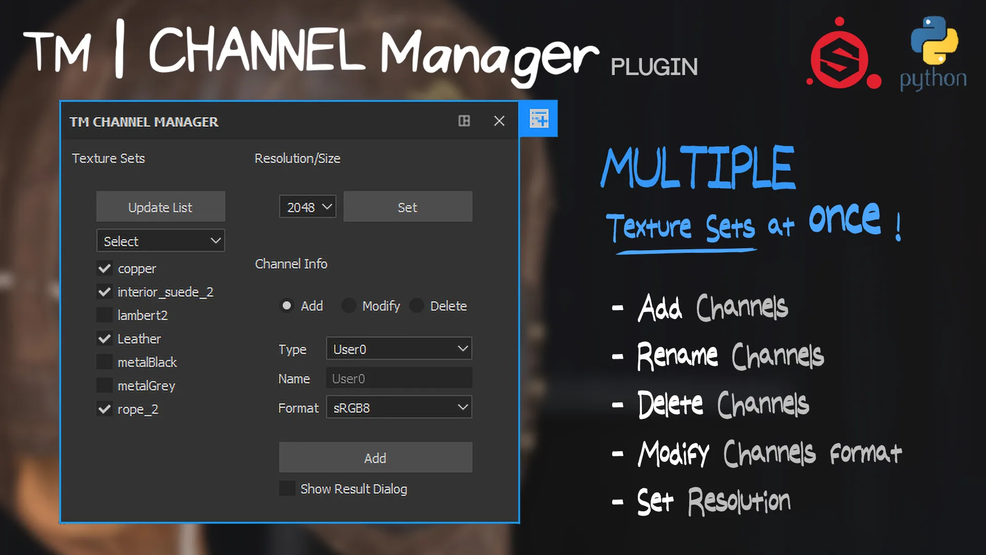 TM Channel Manager - Substance Painter Plugin Python