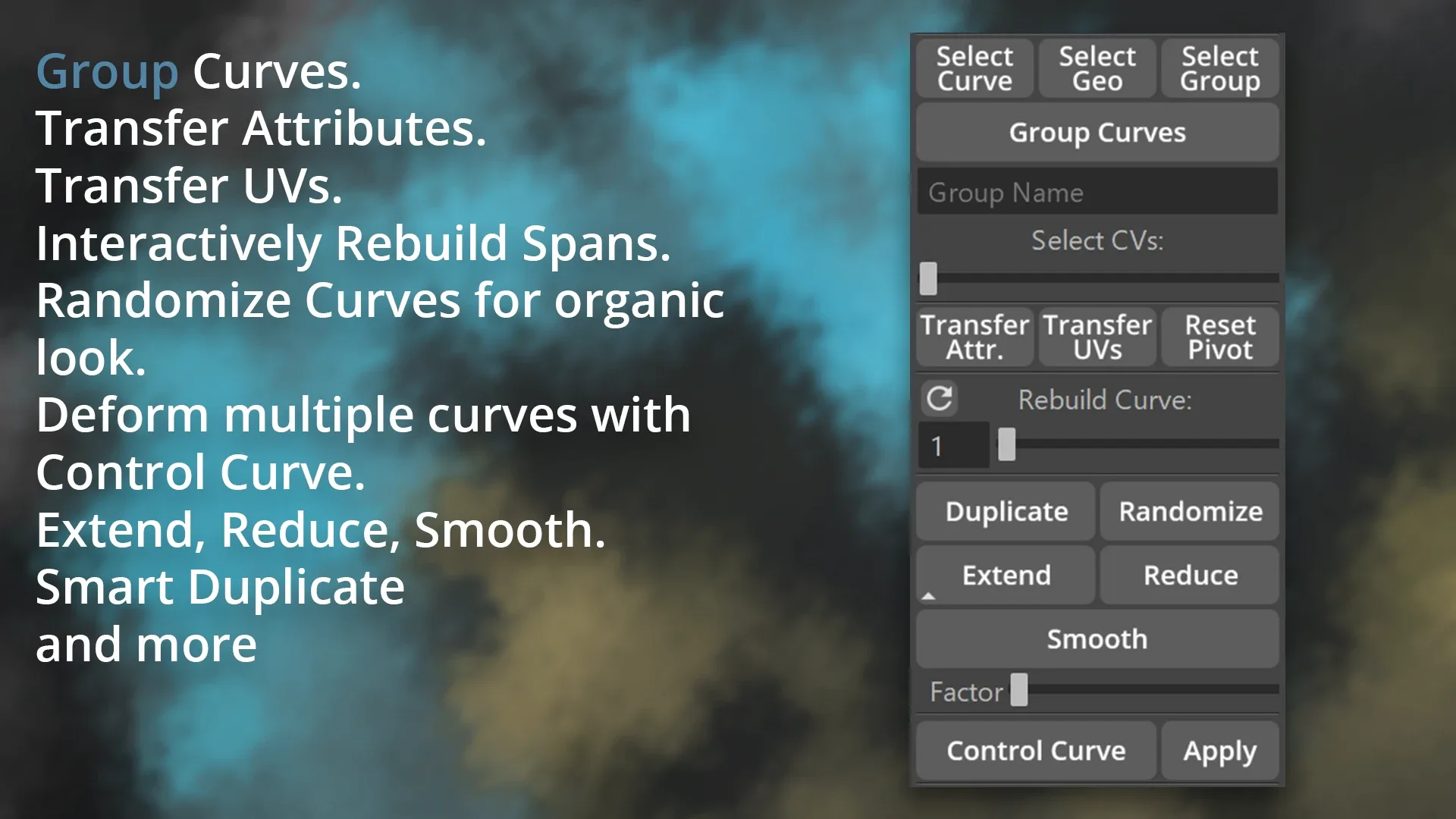 [Personal] GS CurveTools v1.3 - Maya Plug-in. Curve Controlled Hair Cards, Pipes and more.