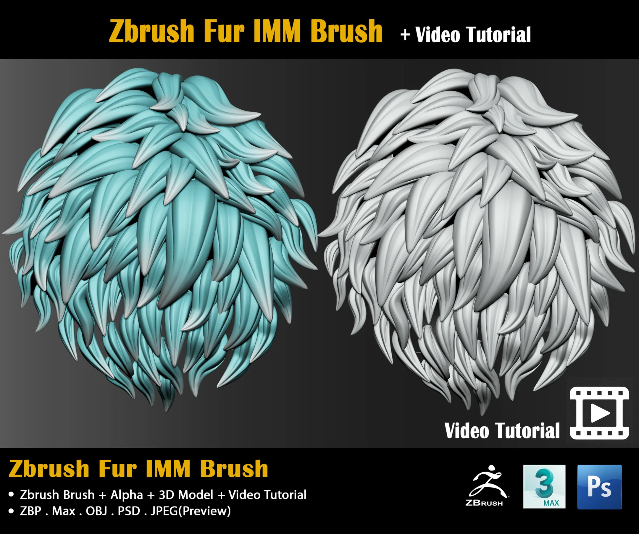 Zbrush Fur IMM Brush + Video Tutorial