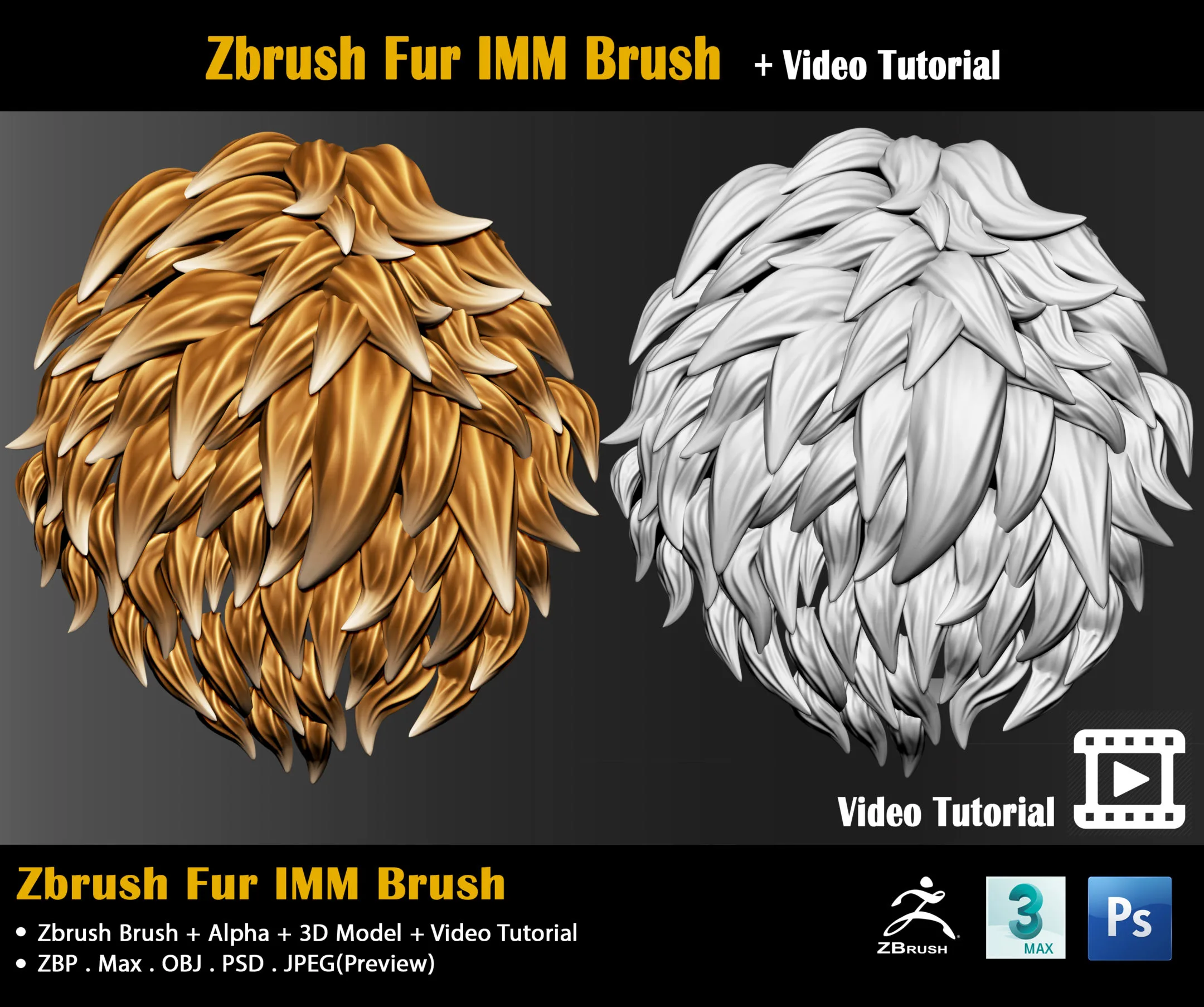 Zbrush Fur IMM Brush + Video Tutorial