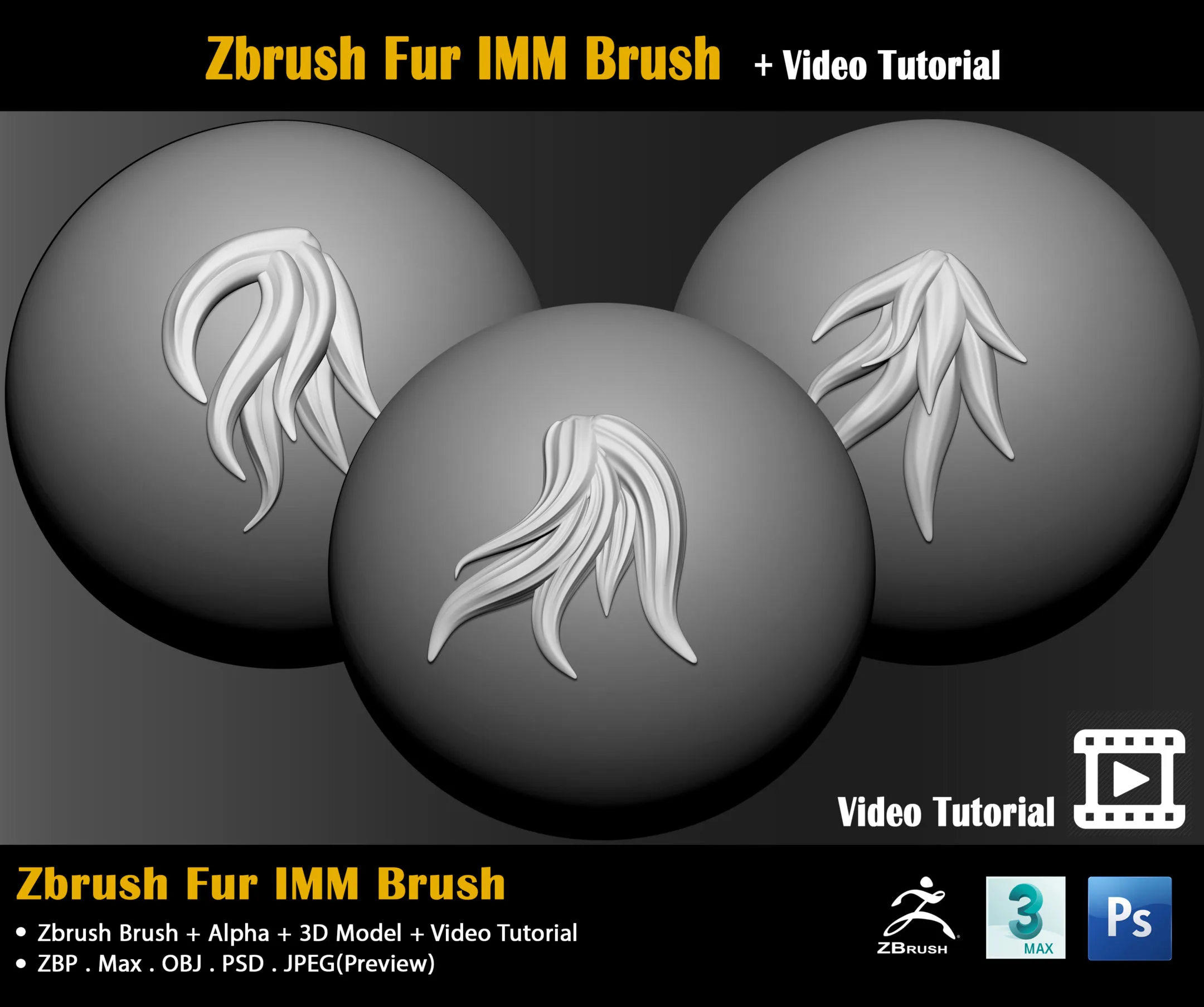 Zbrush Fur IMM Brush + Video Tutorial