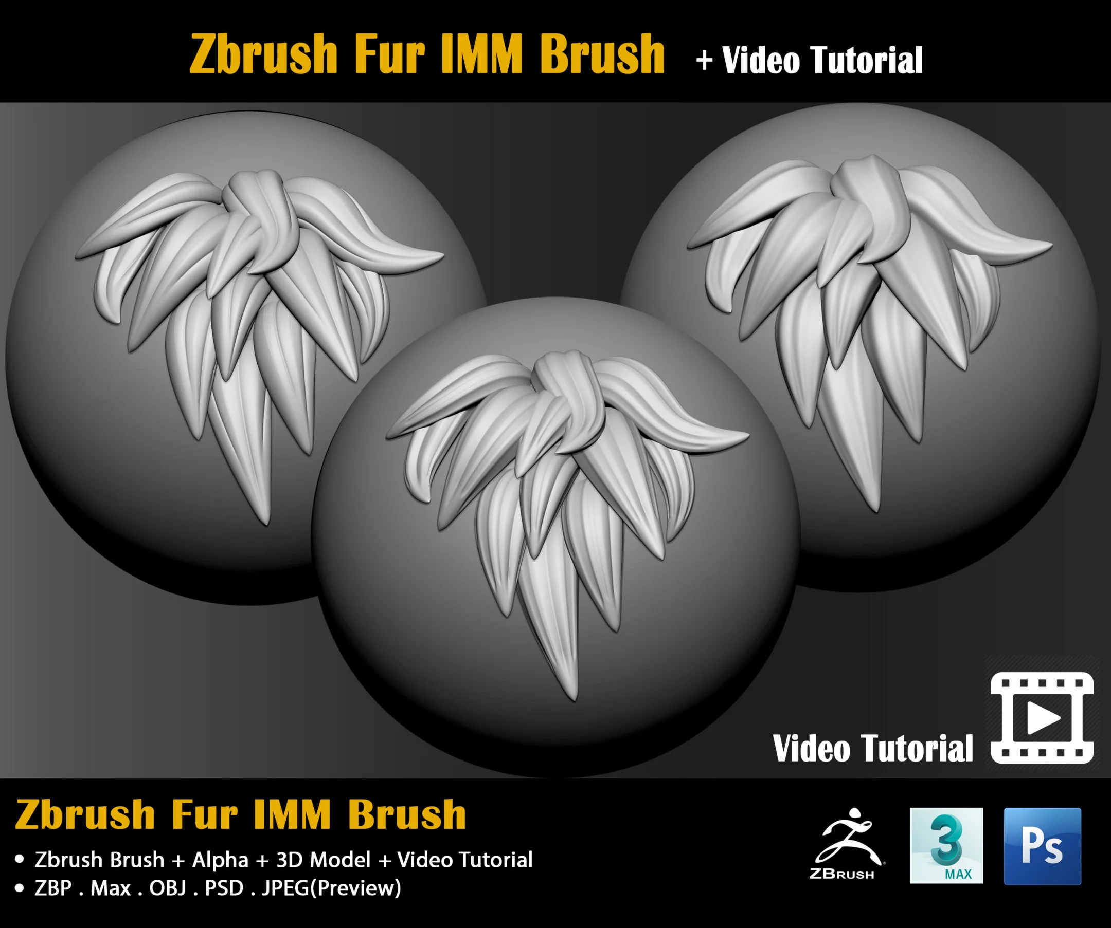 Zbrush Fur IMM Brush + Video Tutorial