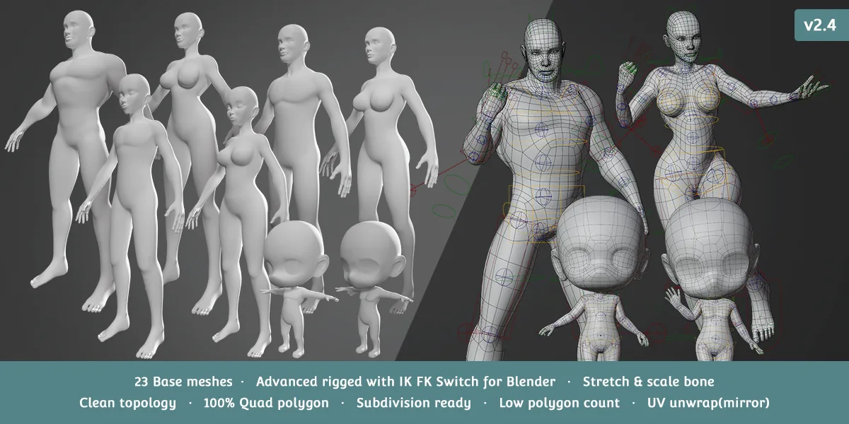 Base Meshes Character Starter Kit + Rig