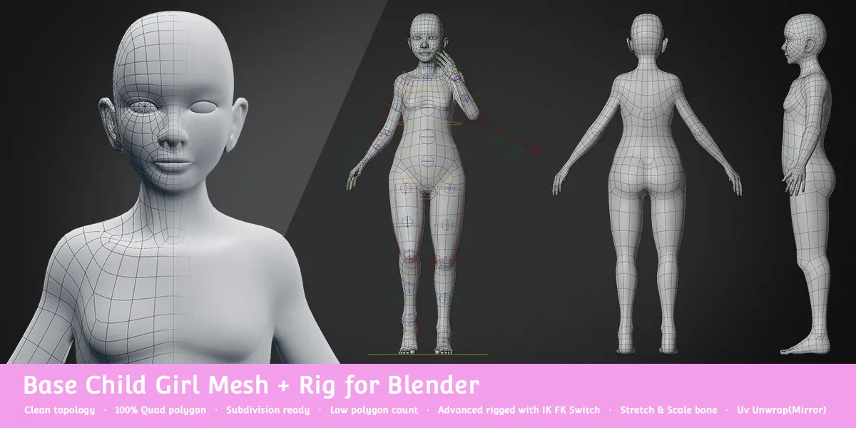 Base Meshes Child Starter Kit + Rig