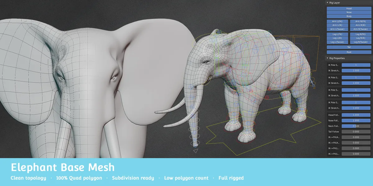 Base Meshes Animal Starter Kit 1 + Rig